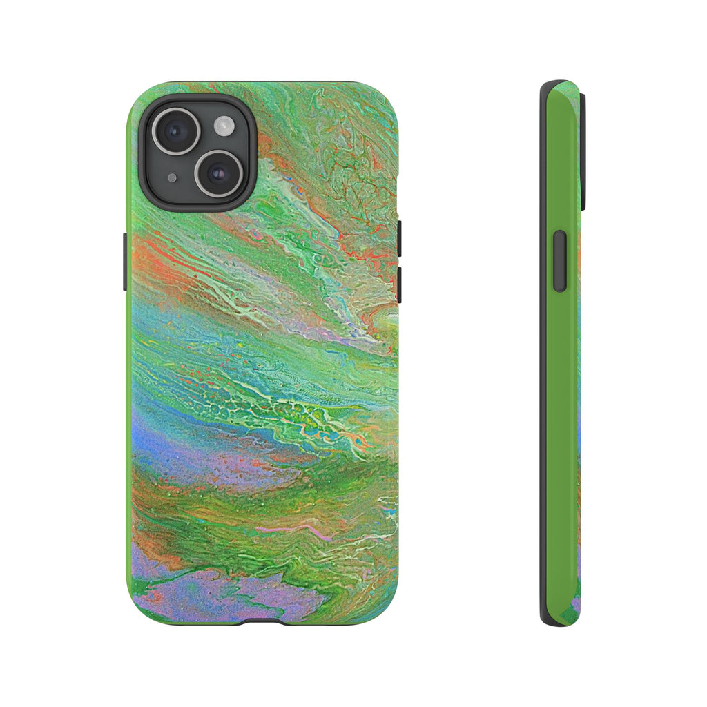 Marbled Green Abstract Phone Case — Protective Tough Case for iPhone