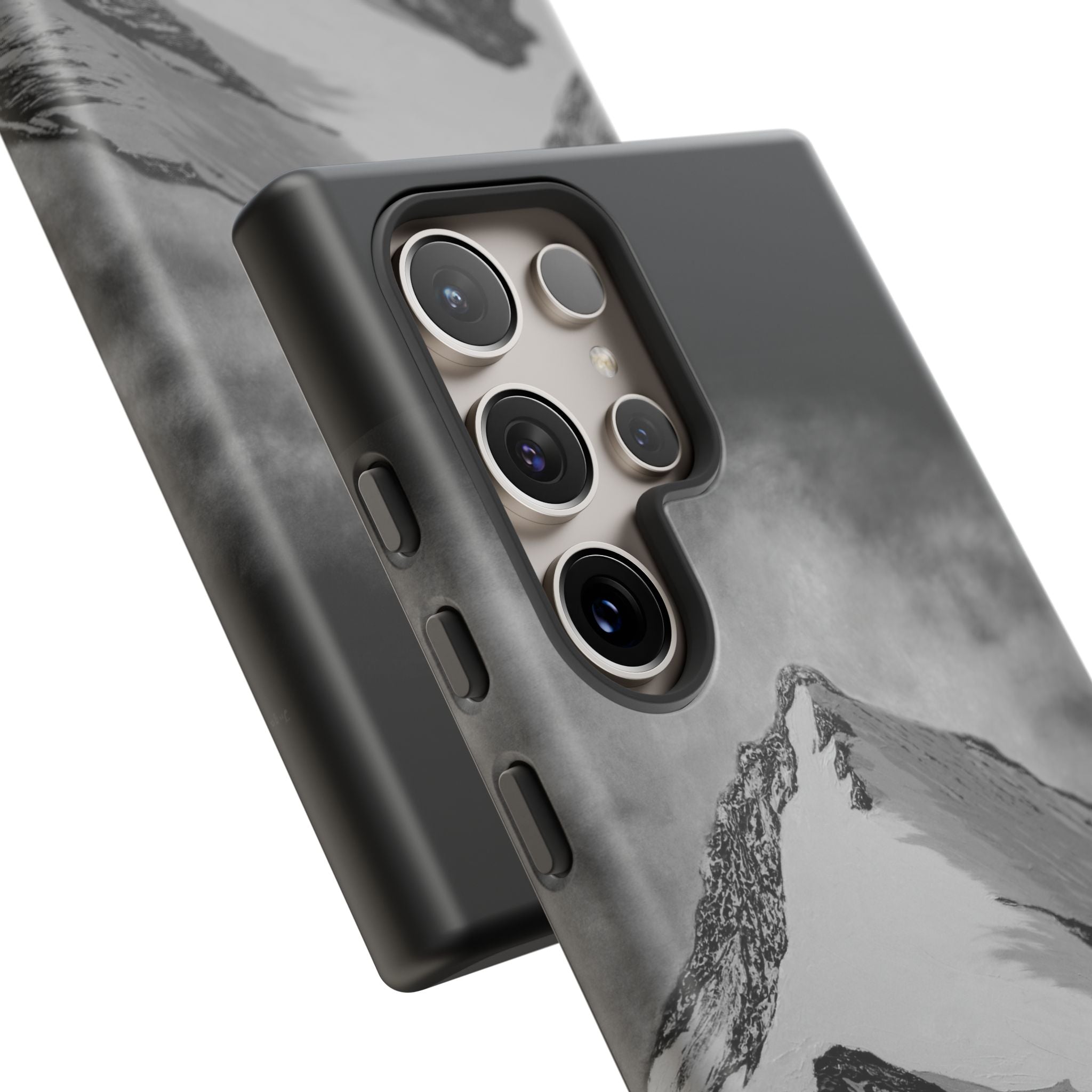Mountain Peak Phone Case — Black & White Alpine Protective Case