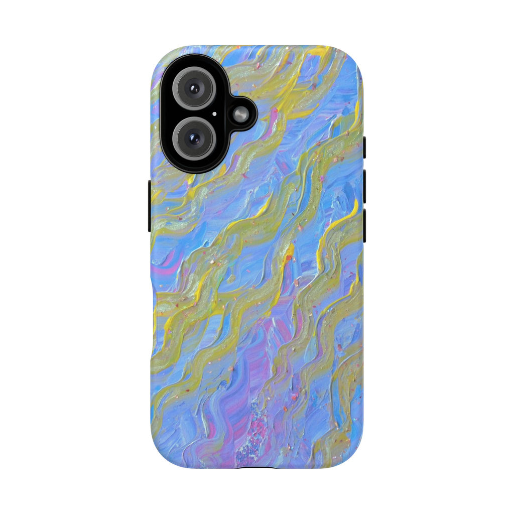 Pastel Marble Tough Phone Case — Blue & Gold Abstract Protective Cover