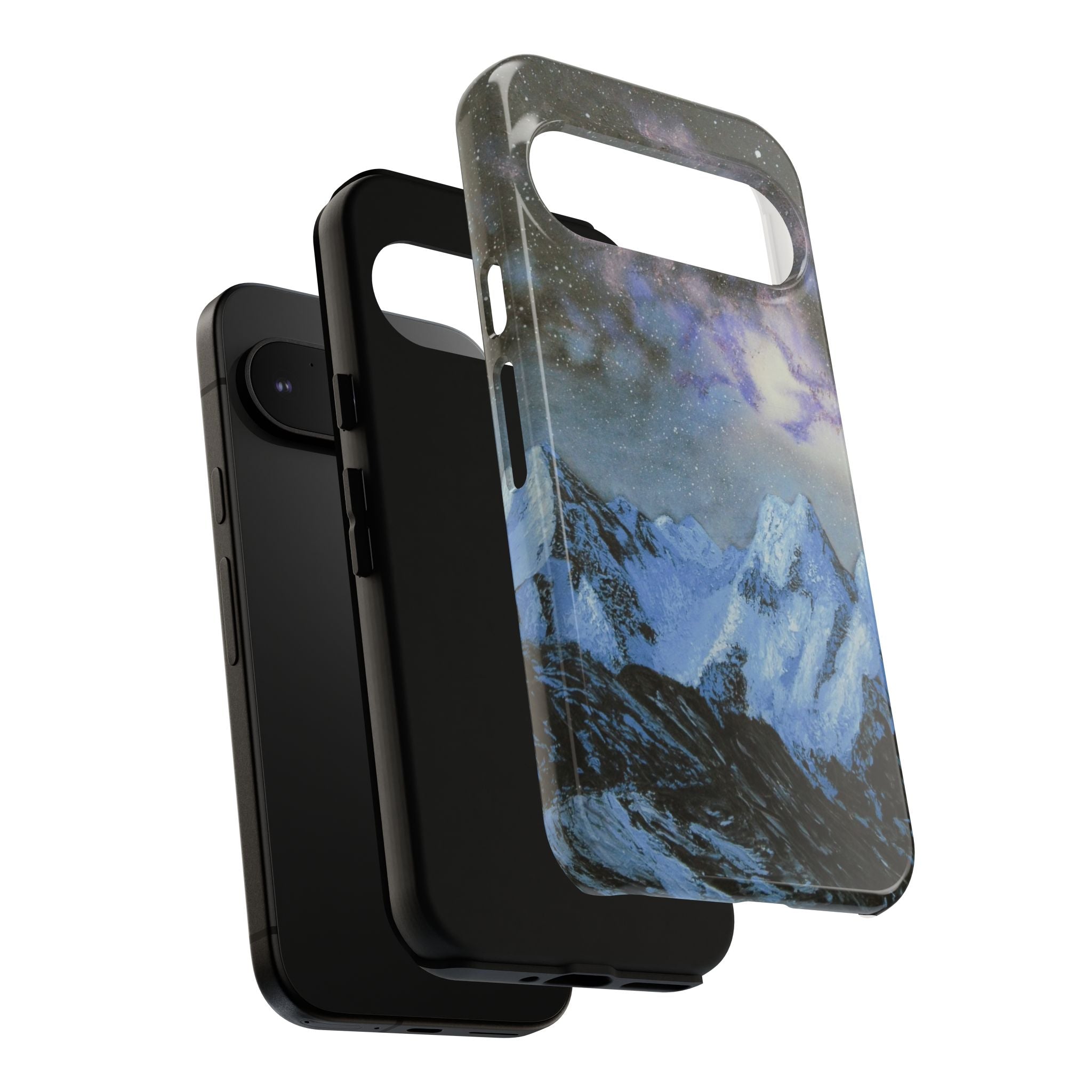 Mountain Night Sky Phone Case — Tough Protective iPhone Cover with Aurora & Snowy Peaks