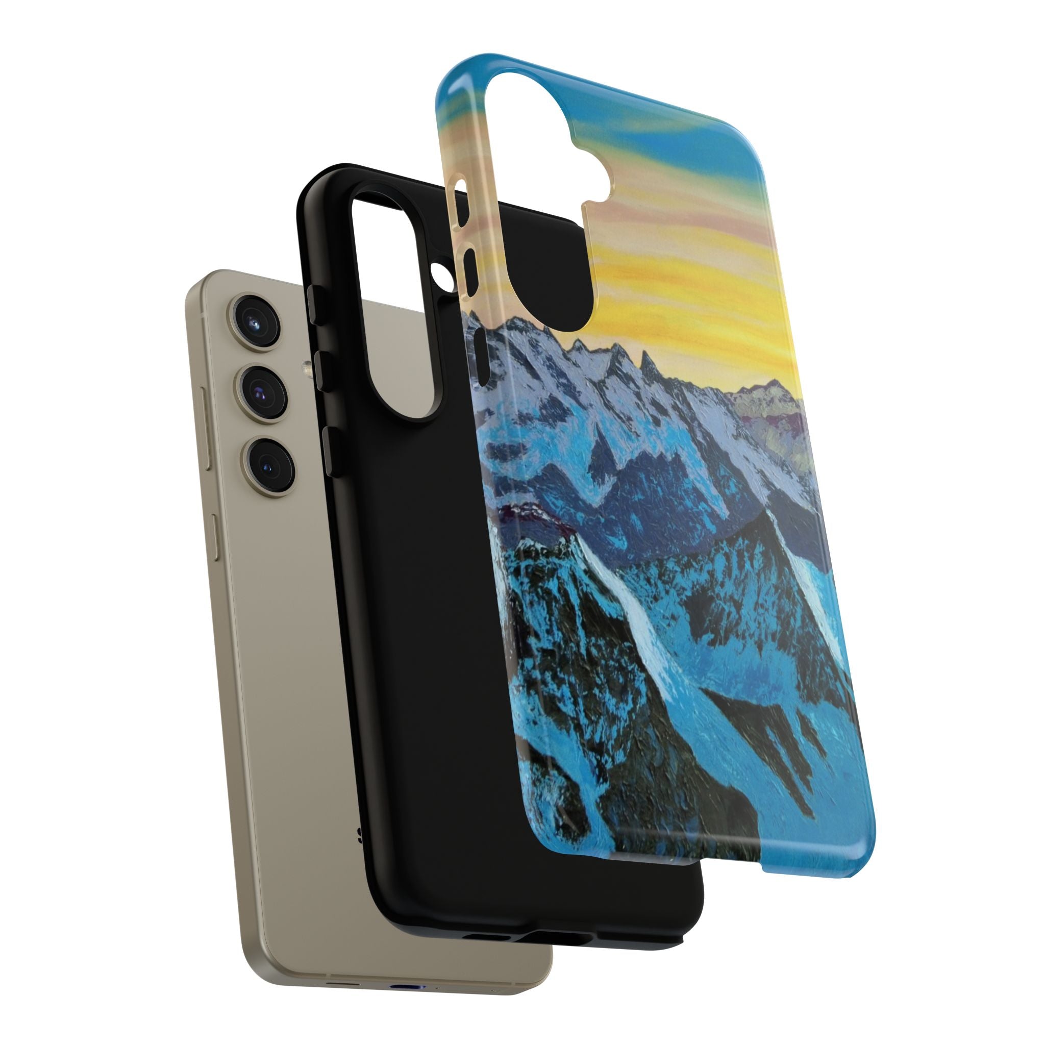 Mountain Sunset Phone Case — Protective Tough Case with Scenic Blue Peaks Design