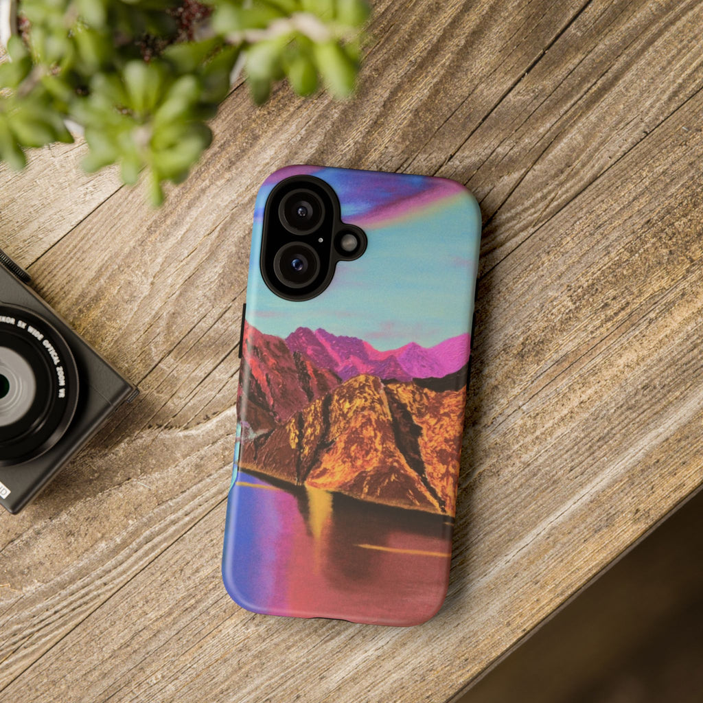 Protective Phone Case — Vibrant Retro Mountain Landscape