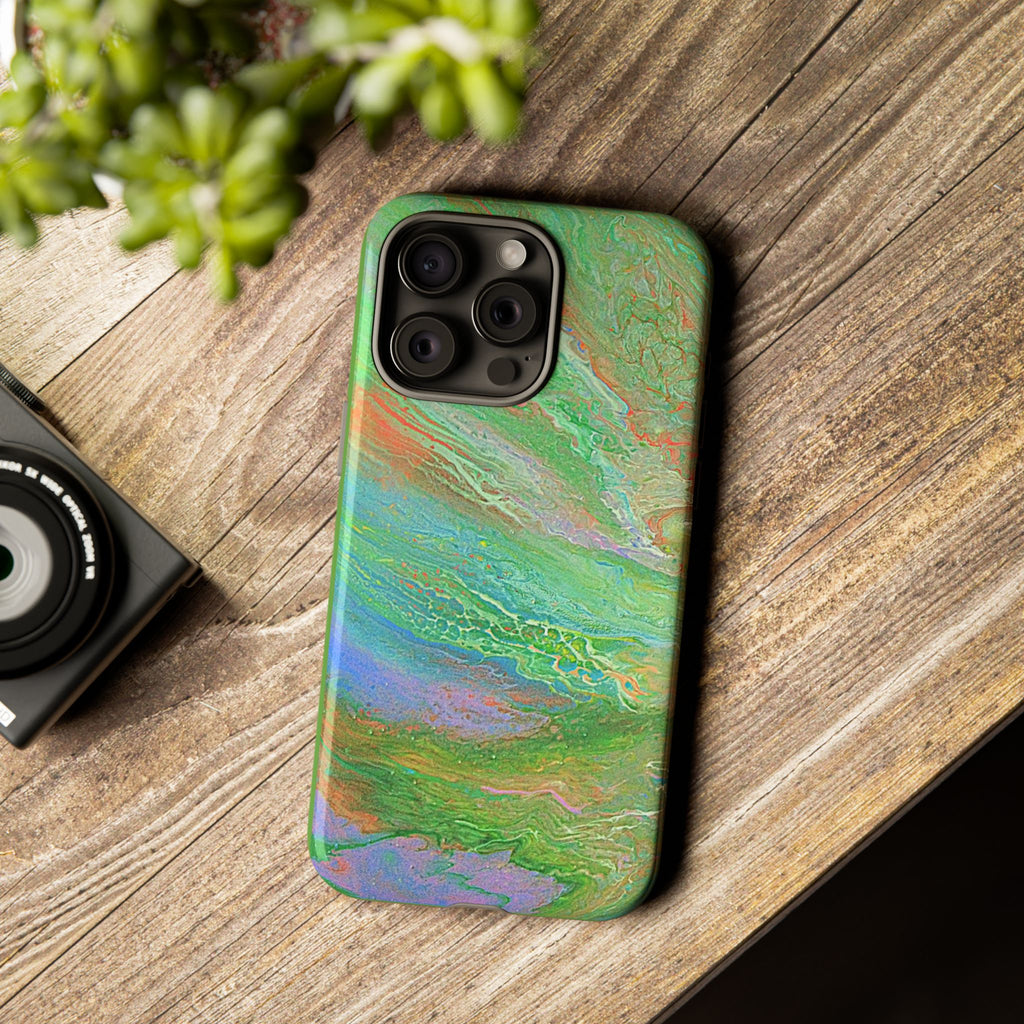 Marbled Green Abstract Phone Case — Protective Tough Case for iPhone