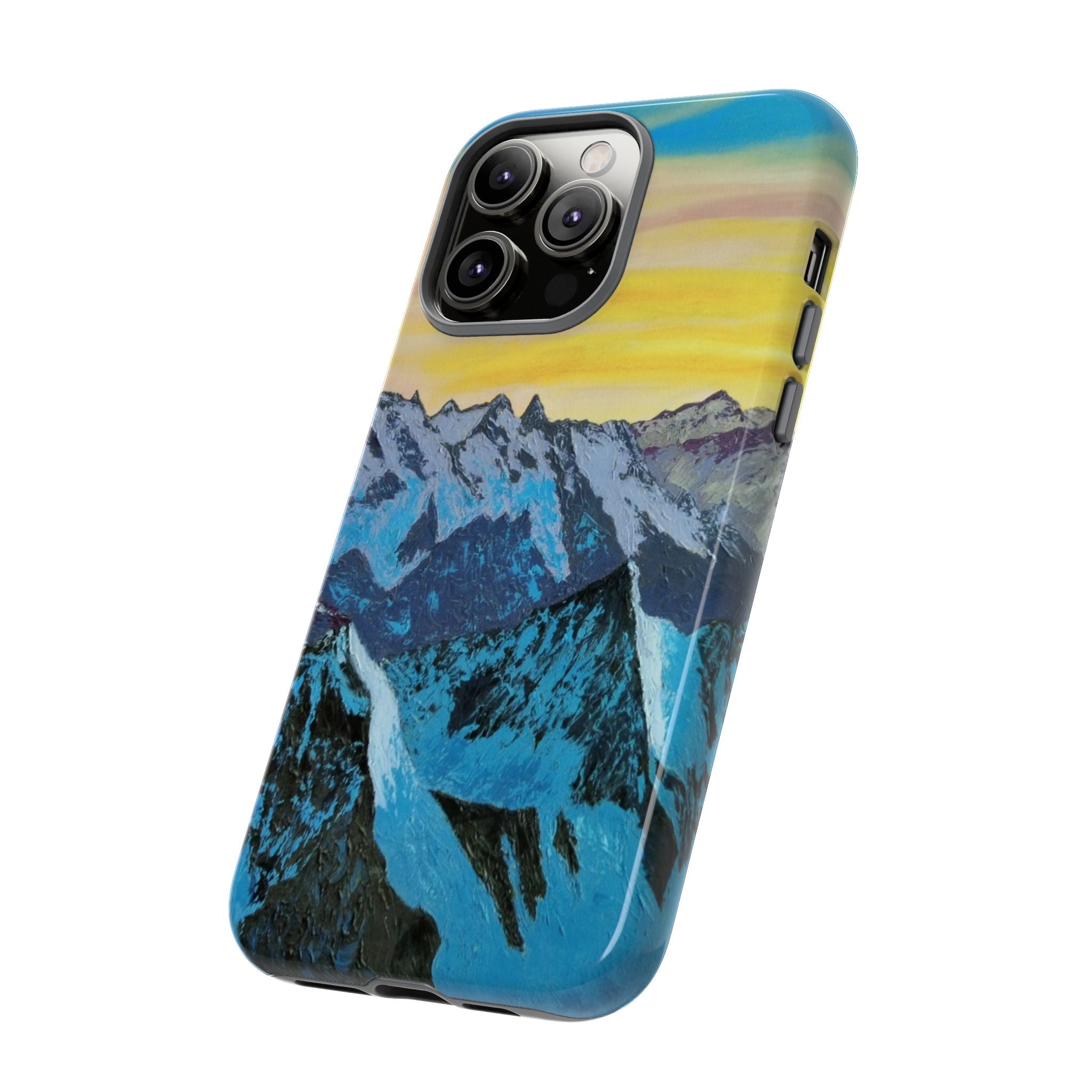 Mountain Sunset Phone Case — Protective Tough Case with Scenic Blue Peaks Design