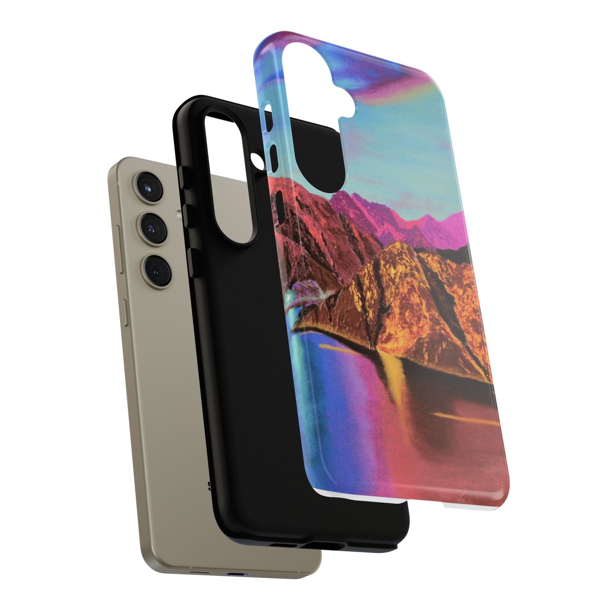 Protective Phone Case — Vibrant Retro Mountain Landscape