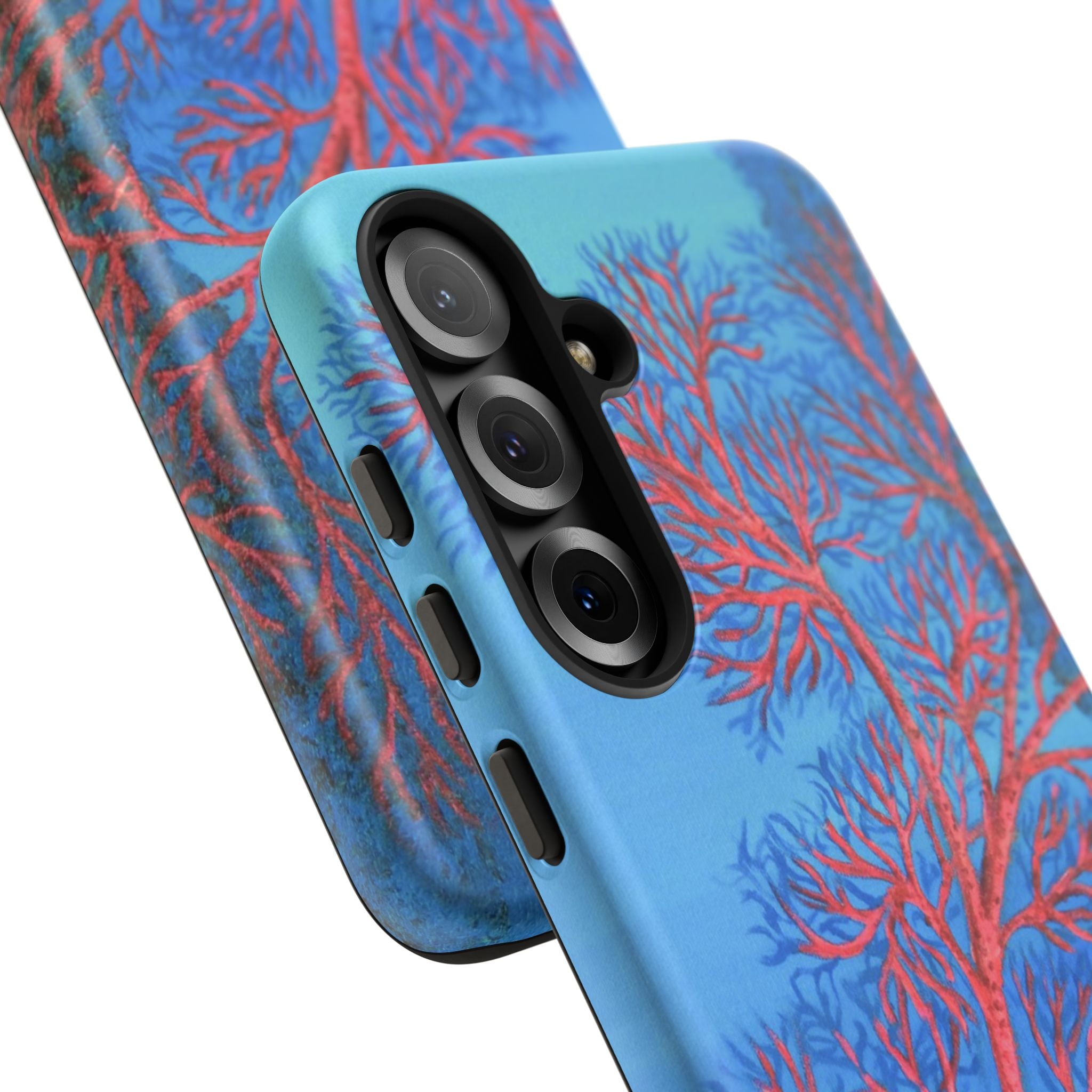 Coral Reef Phone Case — Vibrant Red Sea Fan on Ocean Blue Tough Case