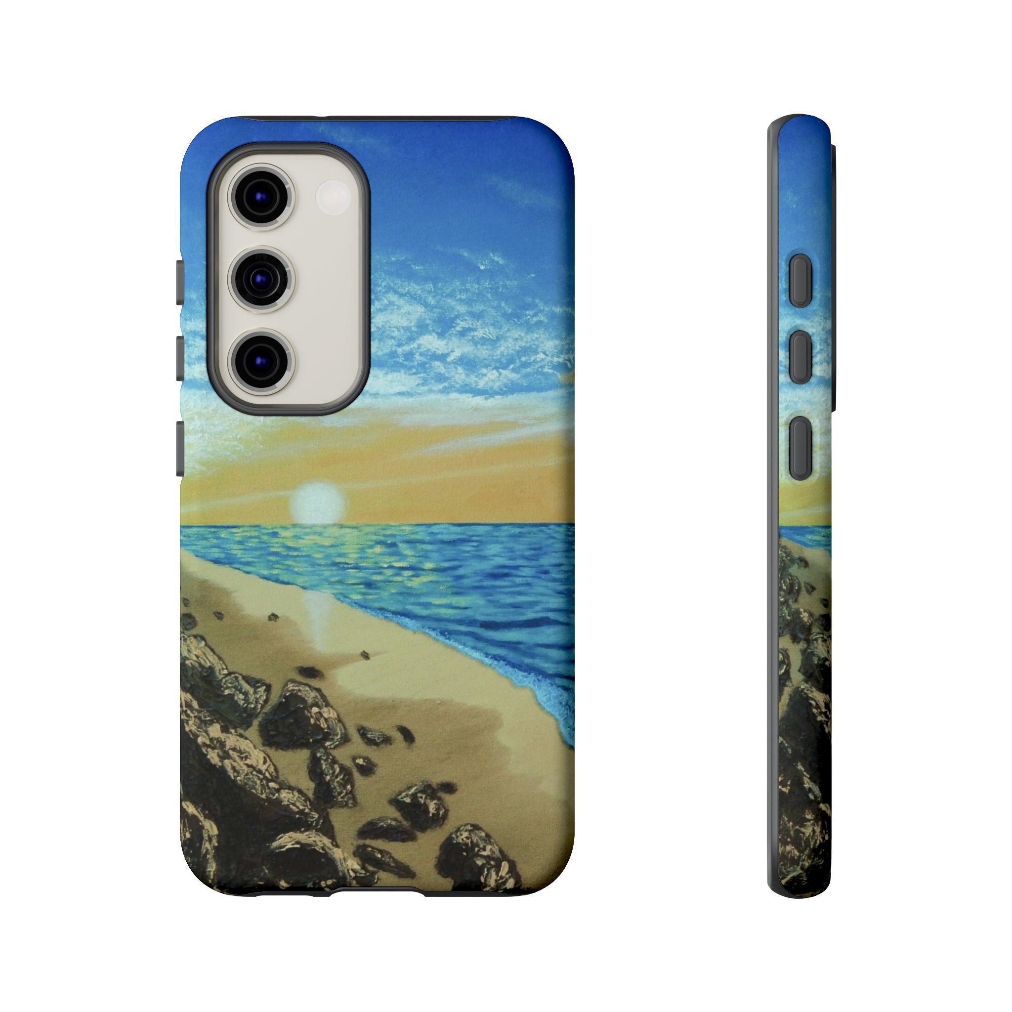 Beach Sunset Phone Case — Protective Tough Case with Coastal Shoreline Design