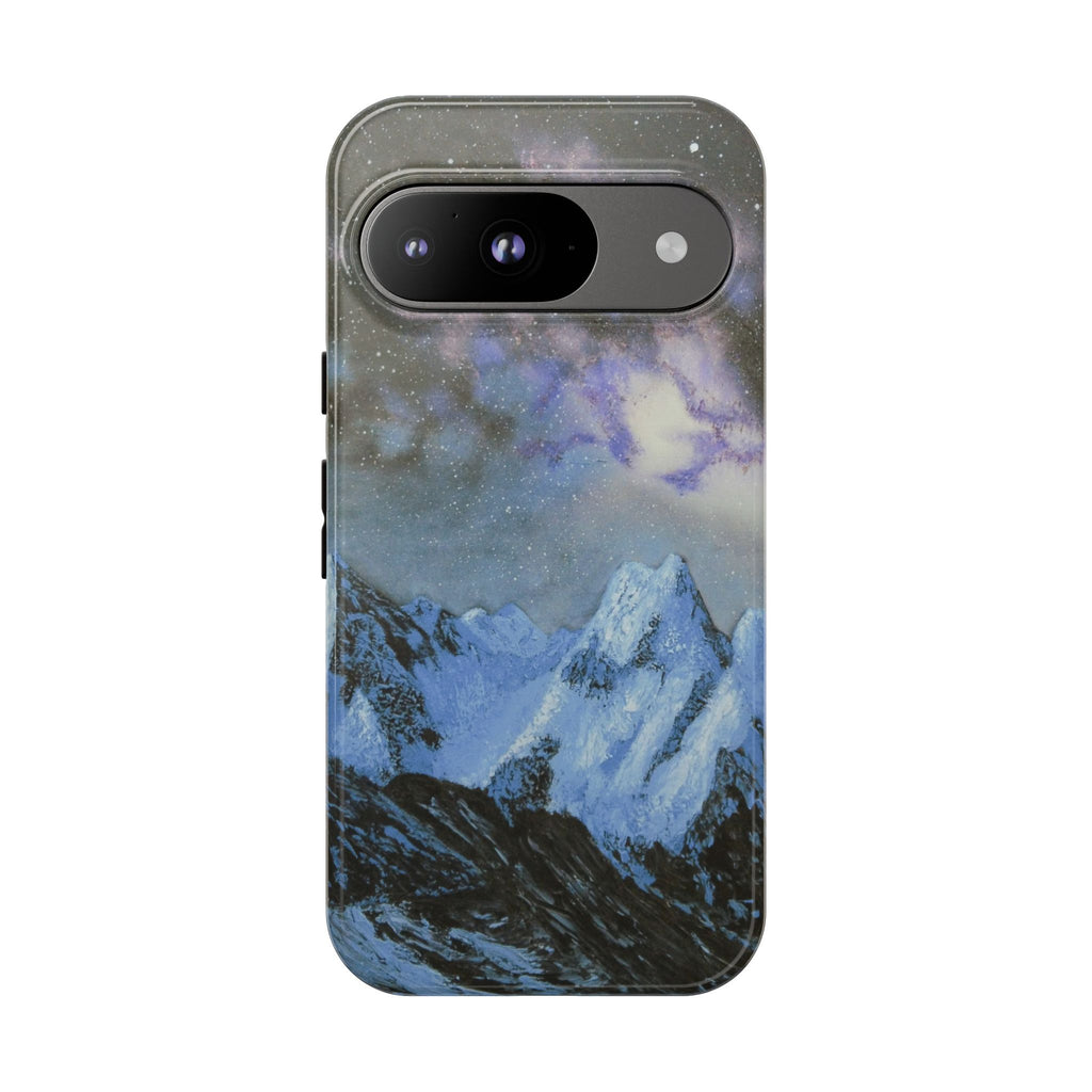Mountain Night Sky Phone Case — Tough Protective iPhone Cover with Aurora & Snowy Peaks