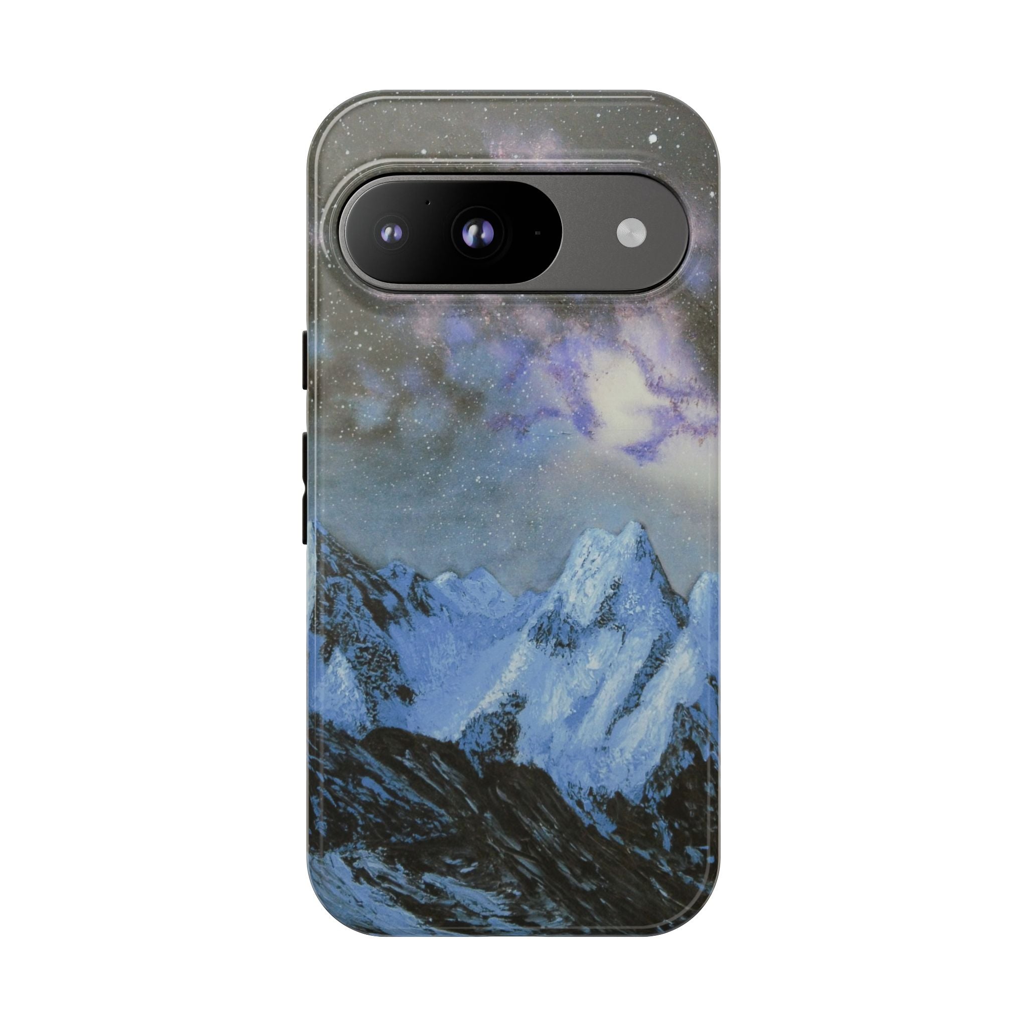 Mountain Night Sky Phone Case — Tough Protective iPhone Cover with Aurora & Snowy Peaks