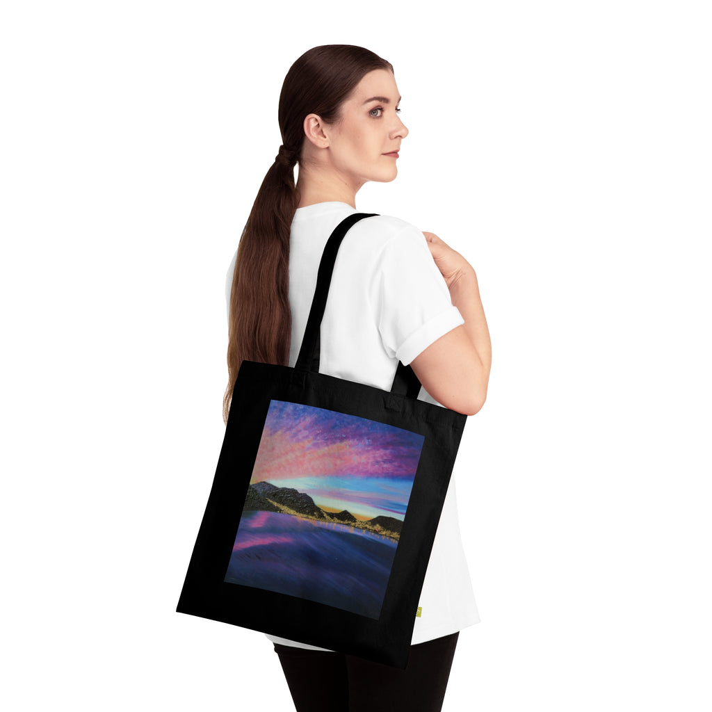 Sunset Beach Tote Bag — Ocean Sunset Print Organic Cotton Tote