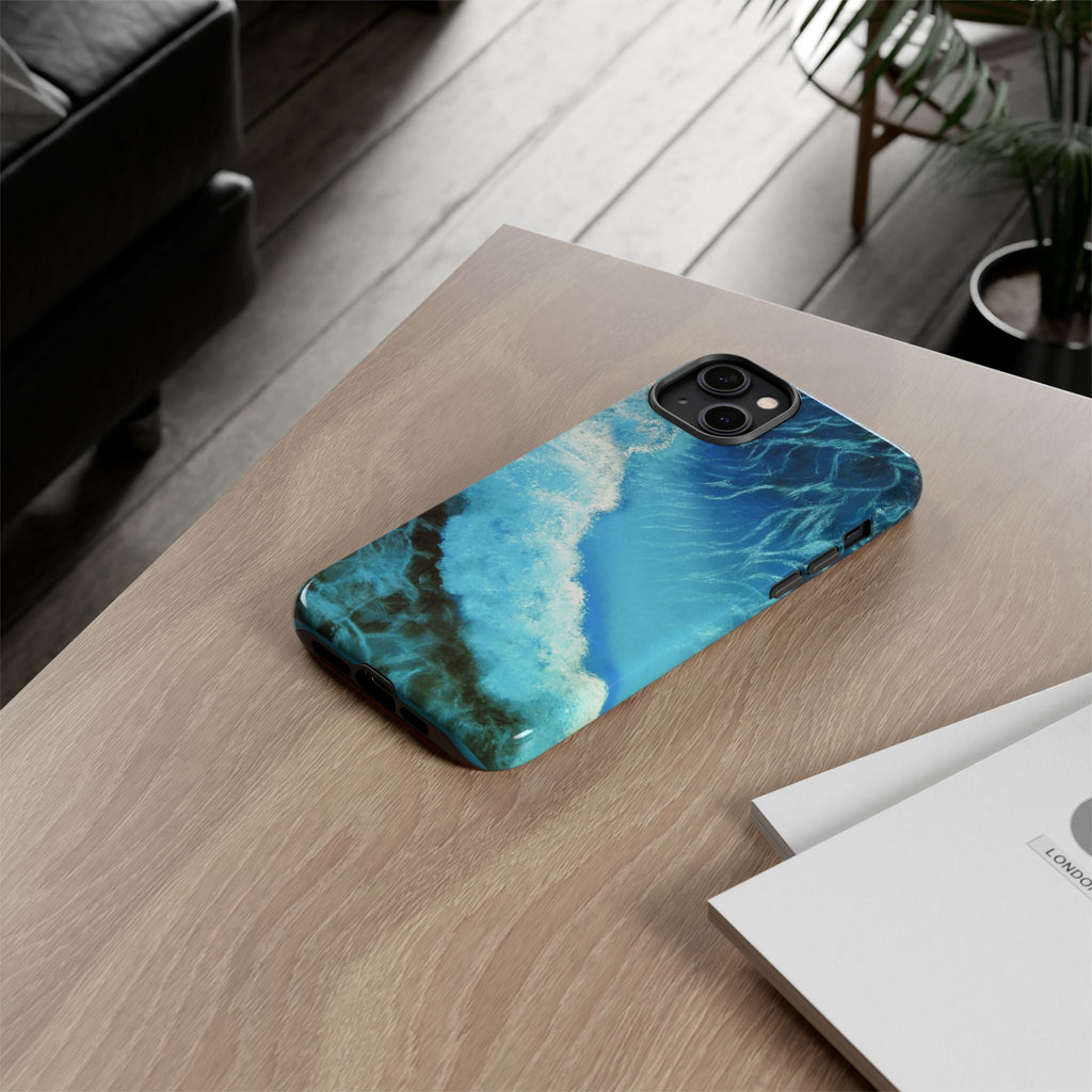 Ocean Wave Tough Phone Case — Blue Sea Water Protective Cover
