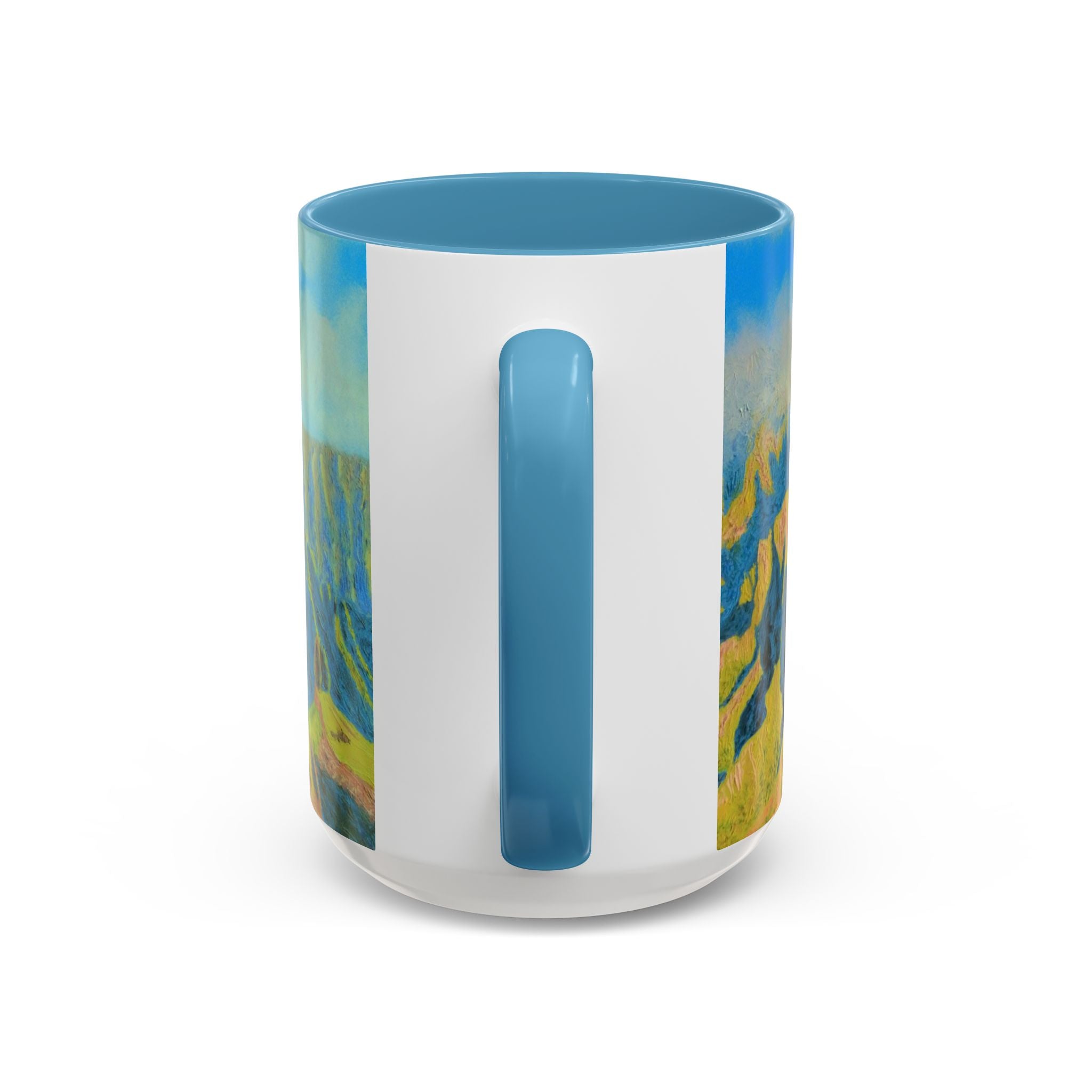 Scenic Cliffside Accent Coffee Mug — Blue Landscape Art