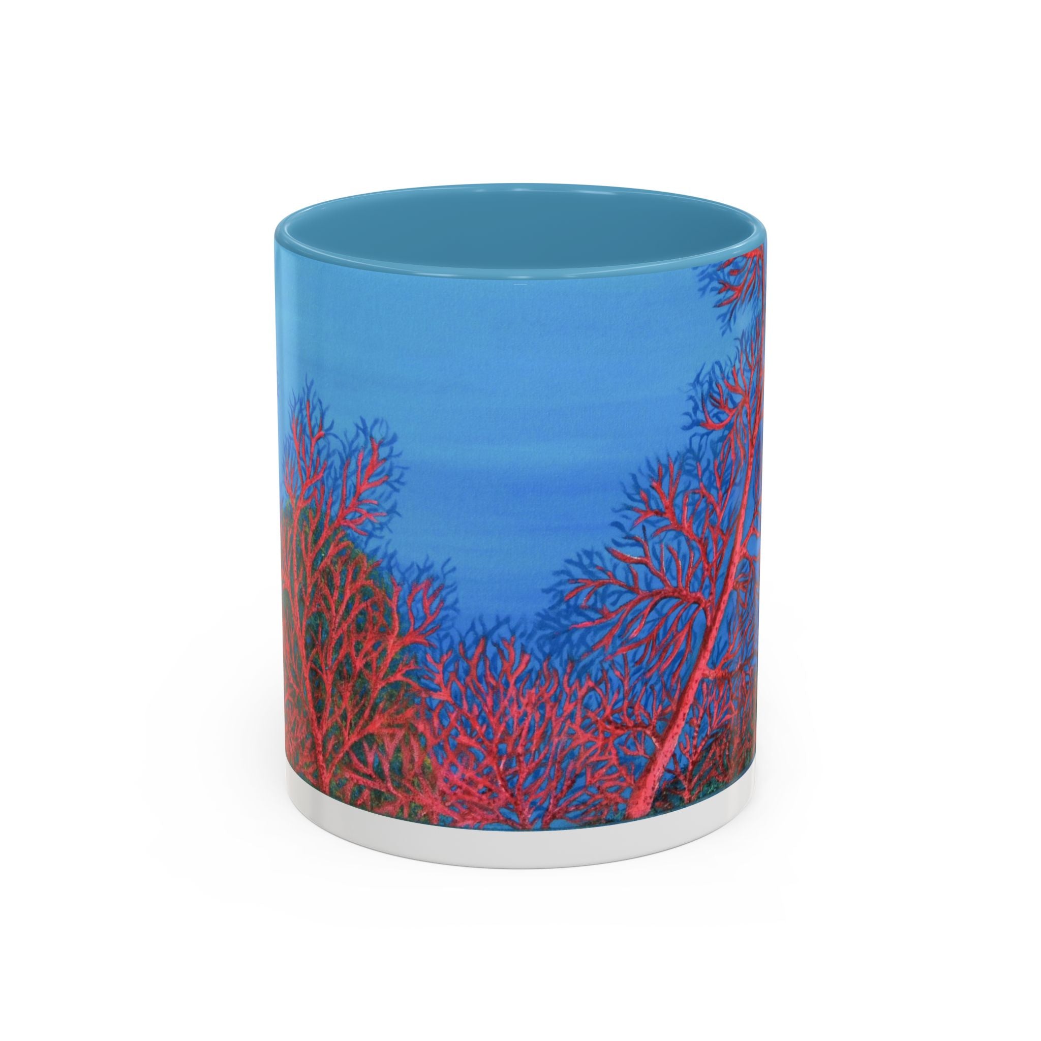Scenic Blue Red Tree Accent Coffee Mug — Artistic Nature 11/15oz
