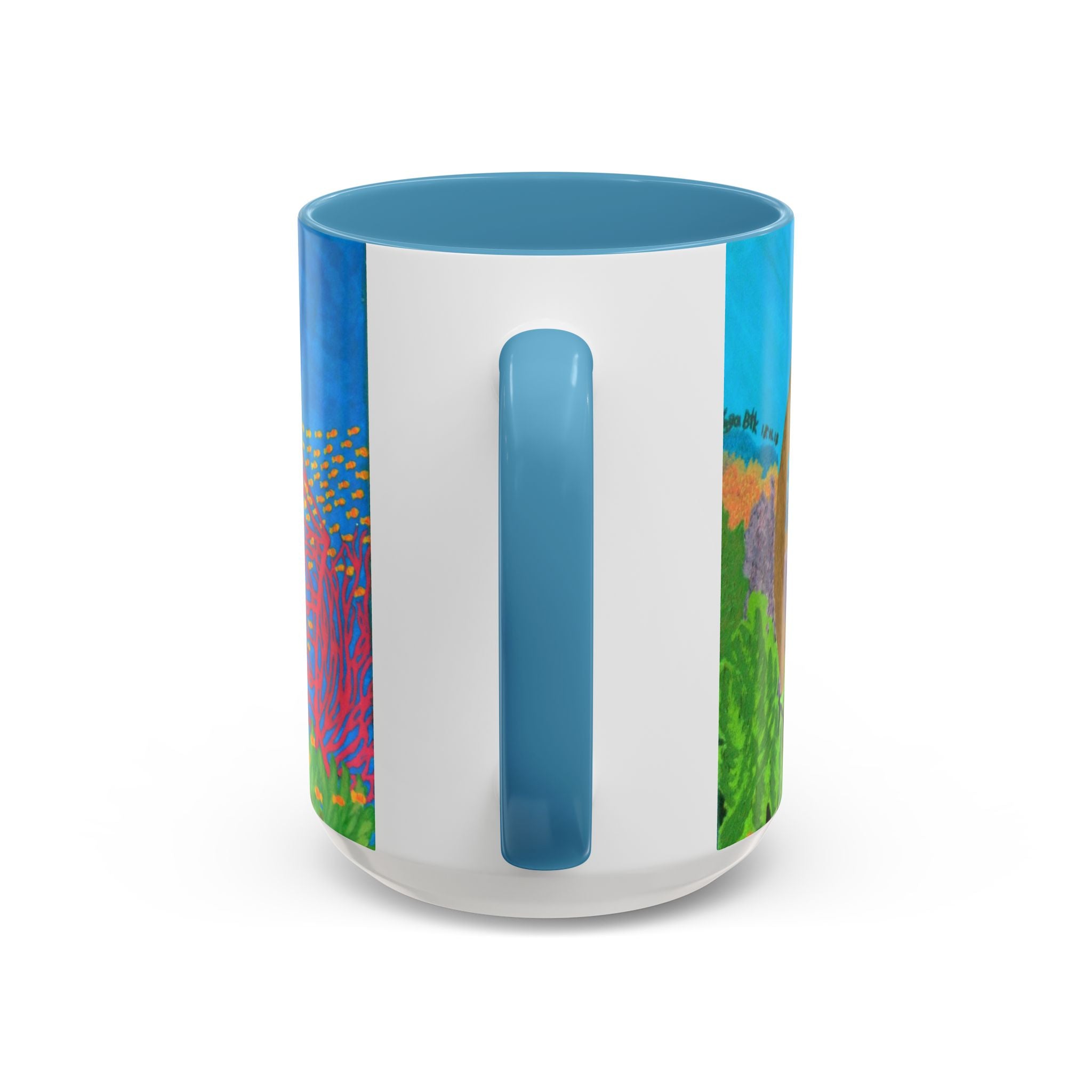 Underwater Reef Accent Coffee Mug — Colorful School of Fish Ocean Art (11/15oz)