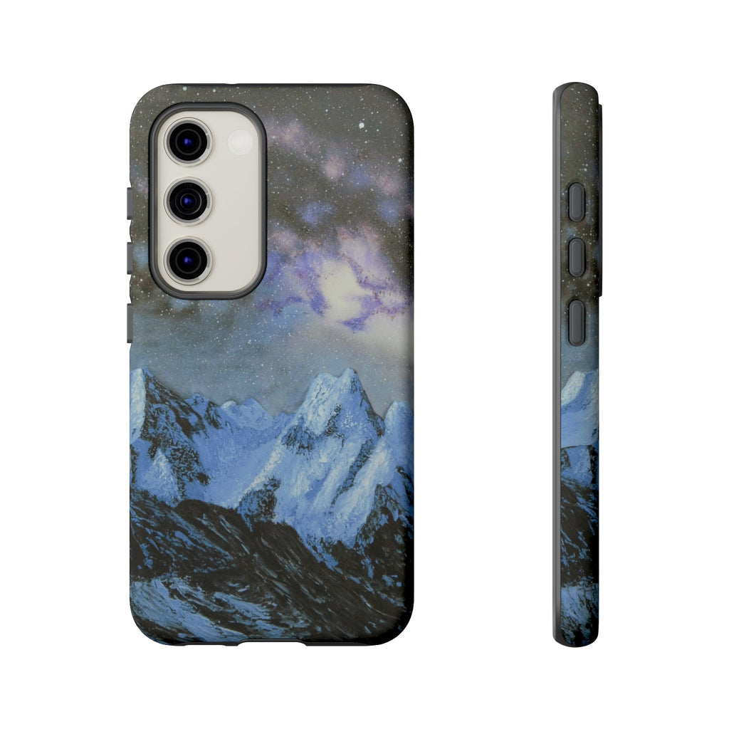 Mountain Night Sky Phone Case — Tough Protective iPhone Cover with Aurora & Snowy Peaks