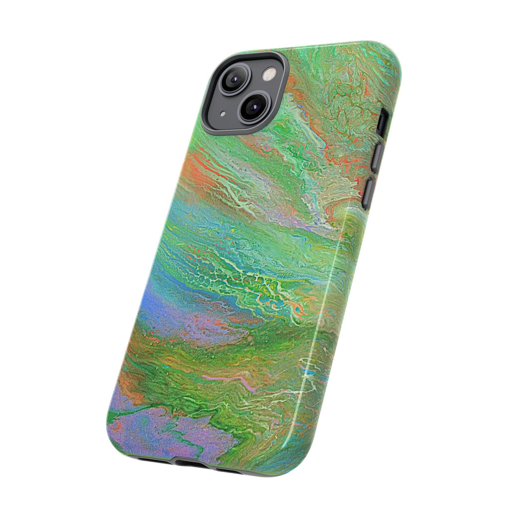 Marbled Green Abstract Phone Case — Protective Tough Case for iPhone