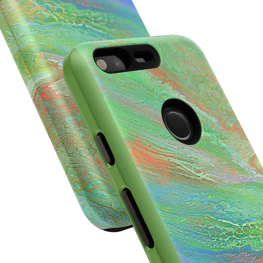 Marbled Green Abstract Phone Case — Protective Tough Case for iPhone
