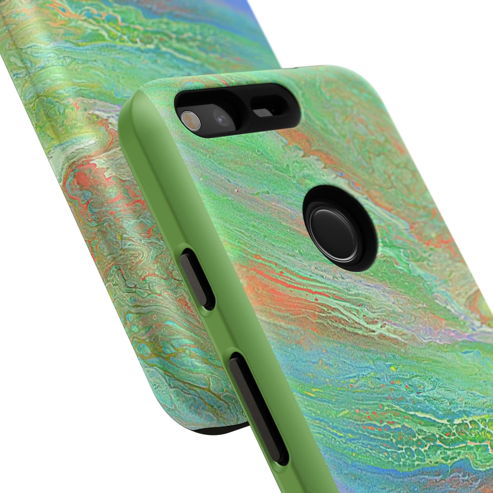 Marbled Green Abstract Phone Case — Protective Tough Case for iPhone