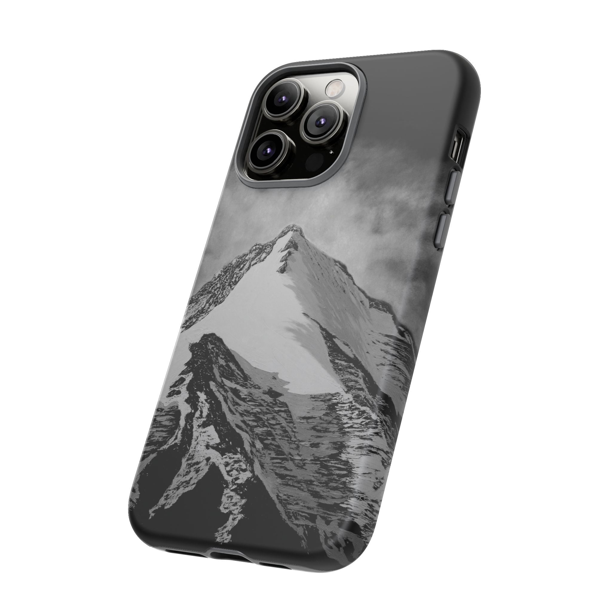 Mountain Peak Phone Case — Black & White Alpine Protective Case