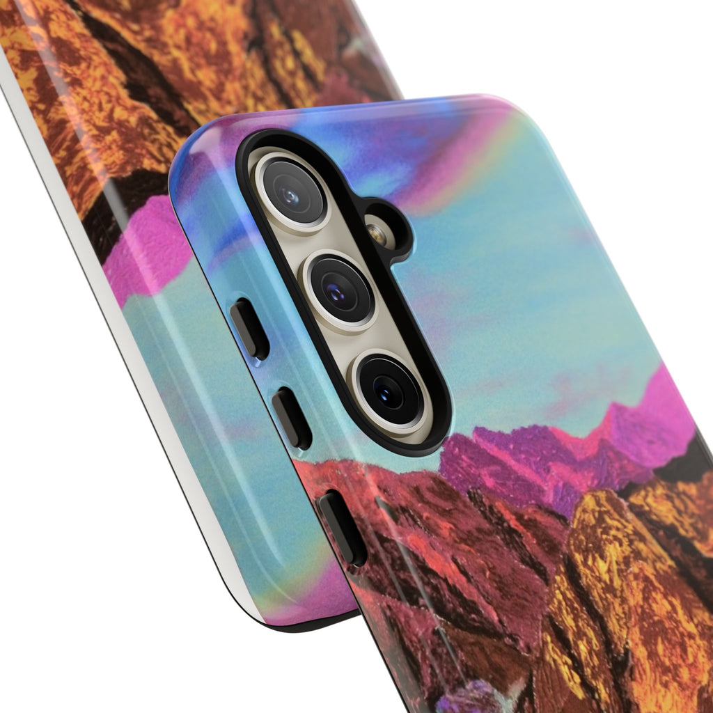 Protective Phone Case — Vibrant Retro Mountain Landscape