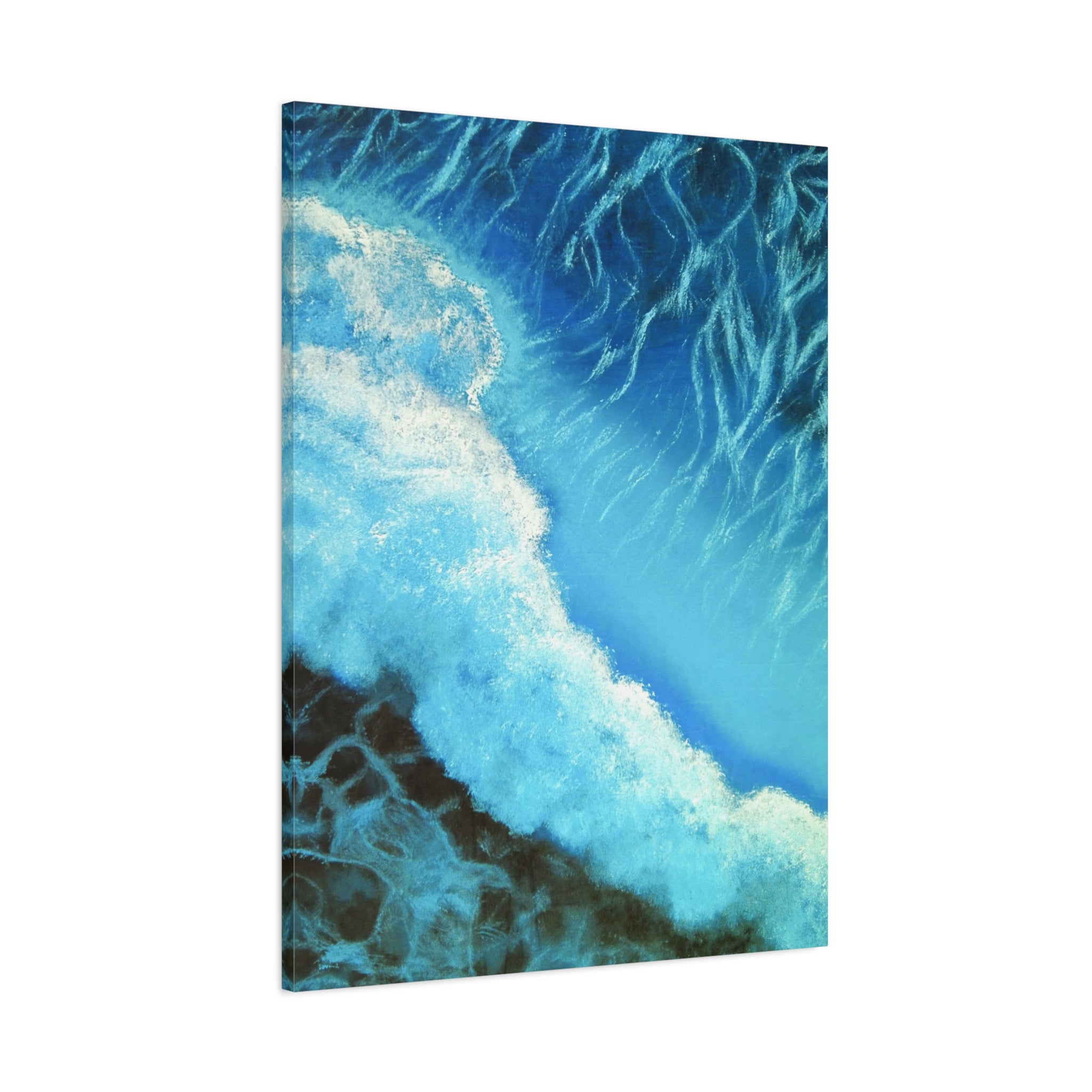 Ocean Wave Abstract Matte Canvas Print — Blue Coastal Wall Art