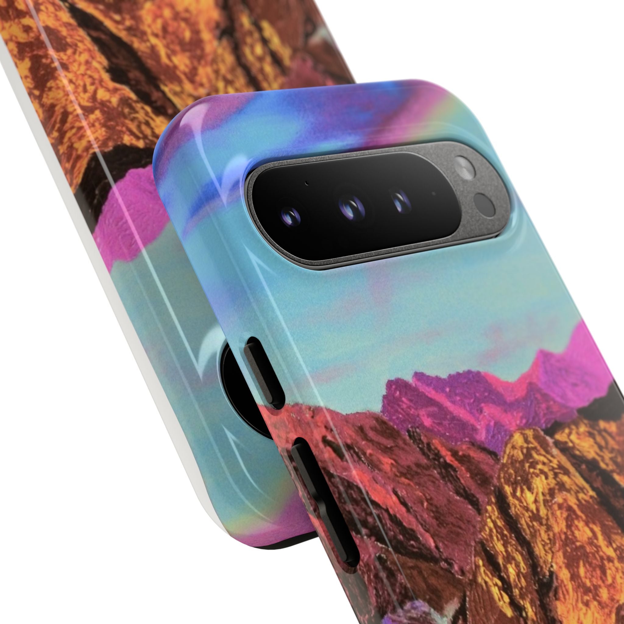 Protective Phone Case — Vibrant Retro Mountain Landscape