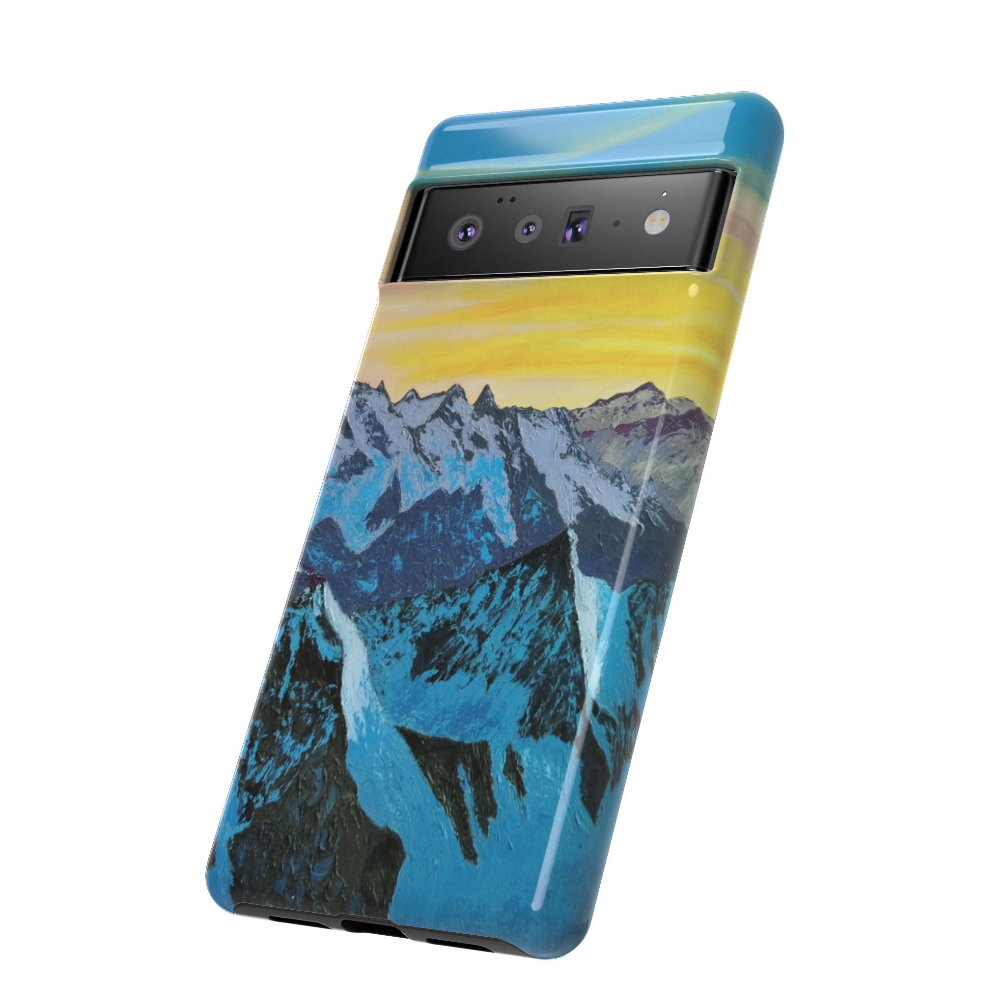 Mountain Sunset Phone Case — Protective Tough Case with Scenic Blue Peaks Design