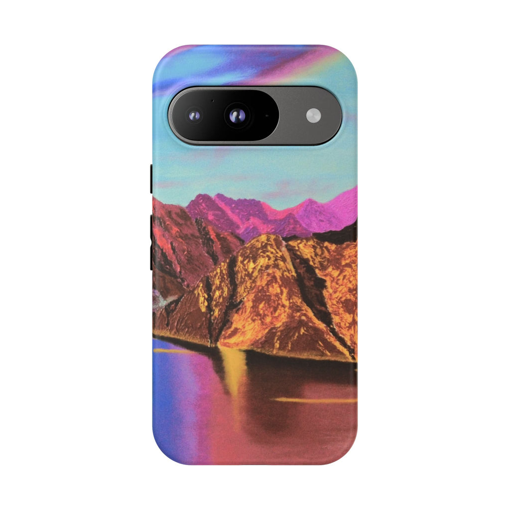 Protective Phone Case — Vibrant Retro Mountain Landscape