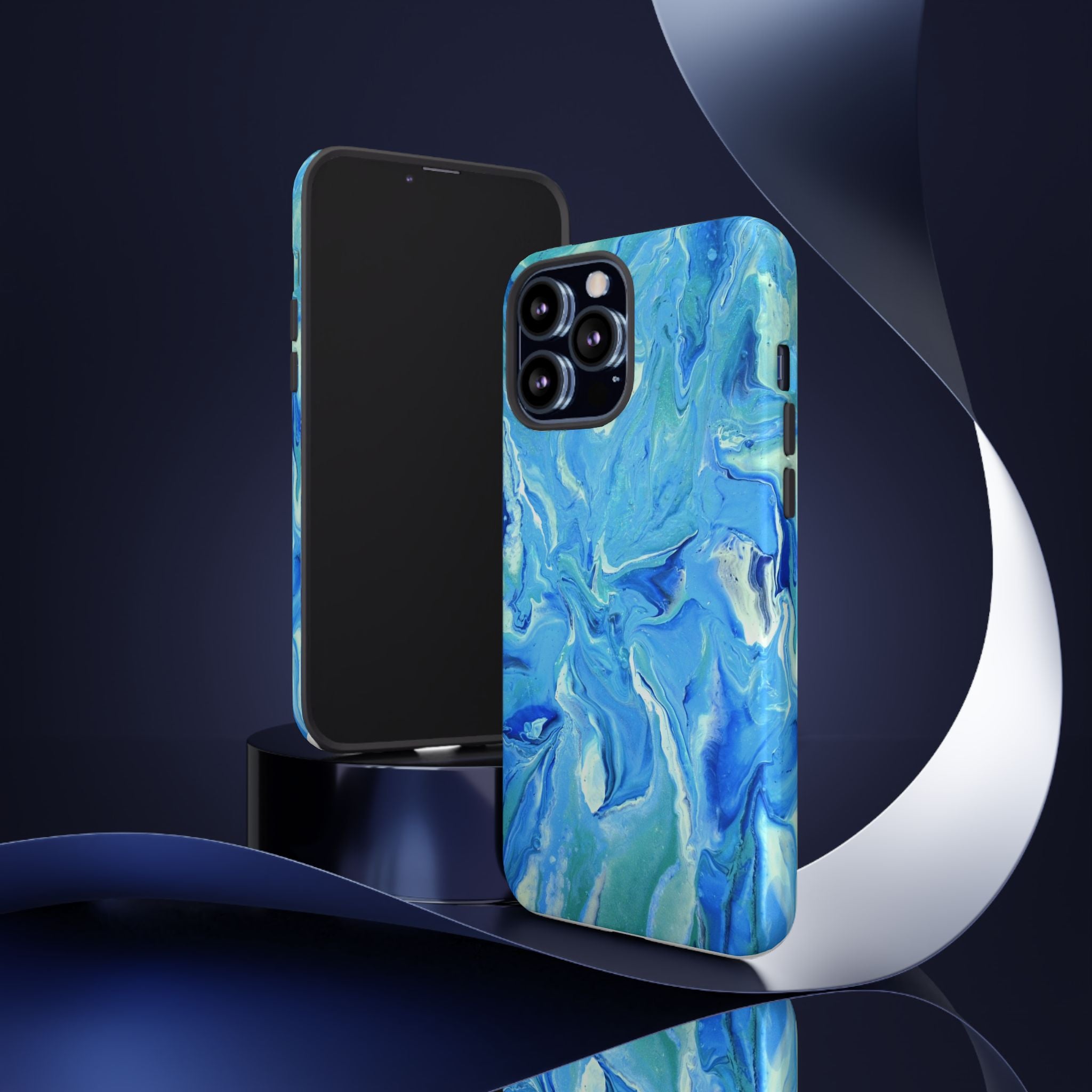 Blue Marble Tough Phone Case — Ocean Swirl Protective iPhone Cover