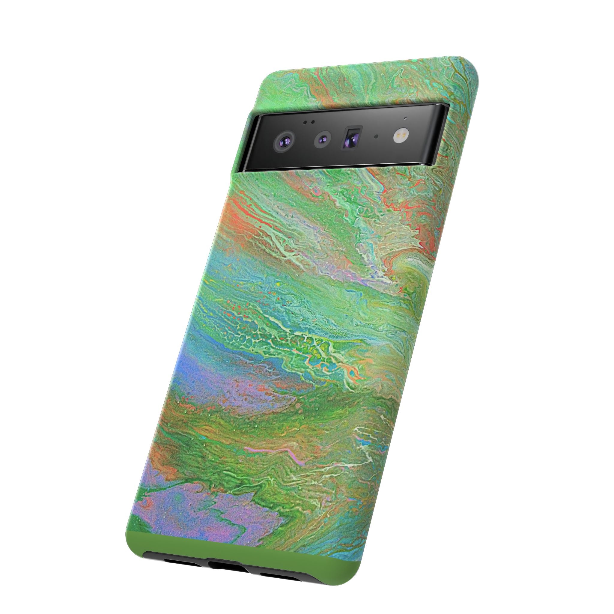 Marbled Green Abstract Phone Case — Protective Tough Case for iPhone