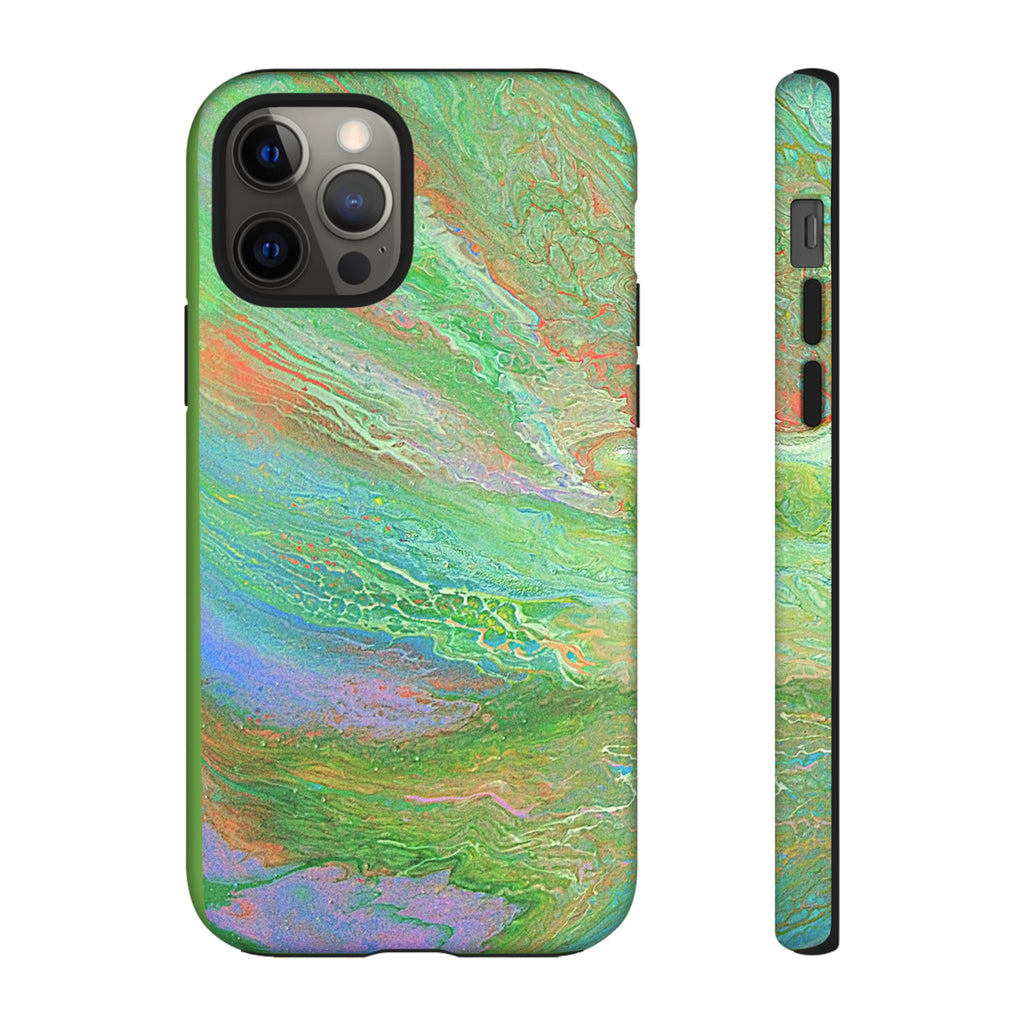 Marbled Green Abstract Phone Case — Protective Tough Case for iPhone