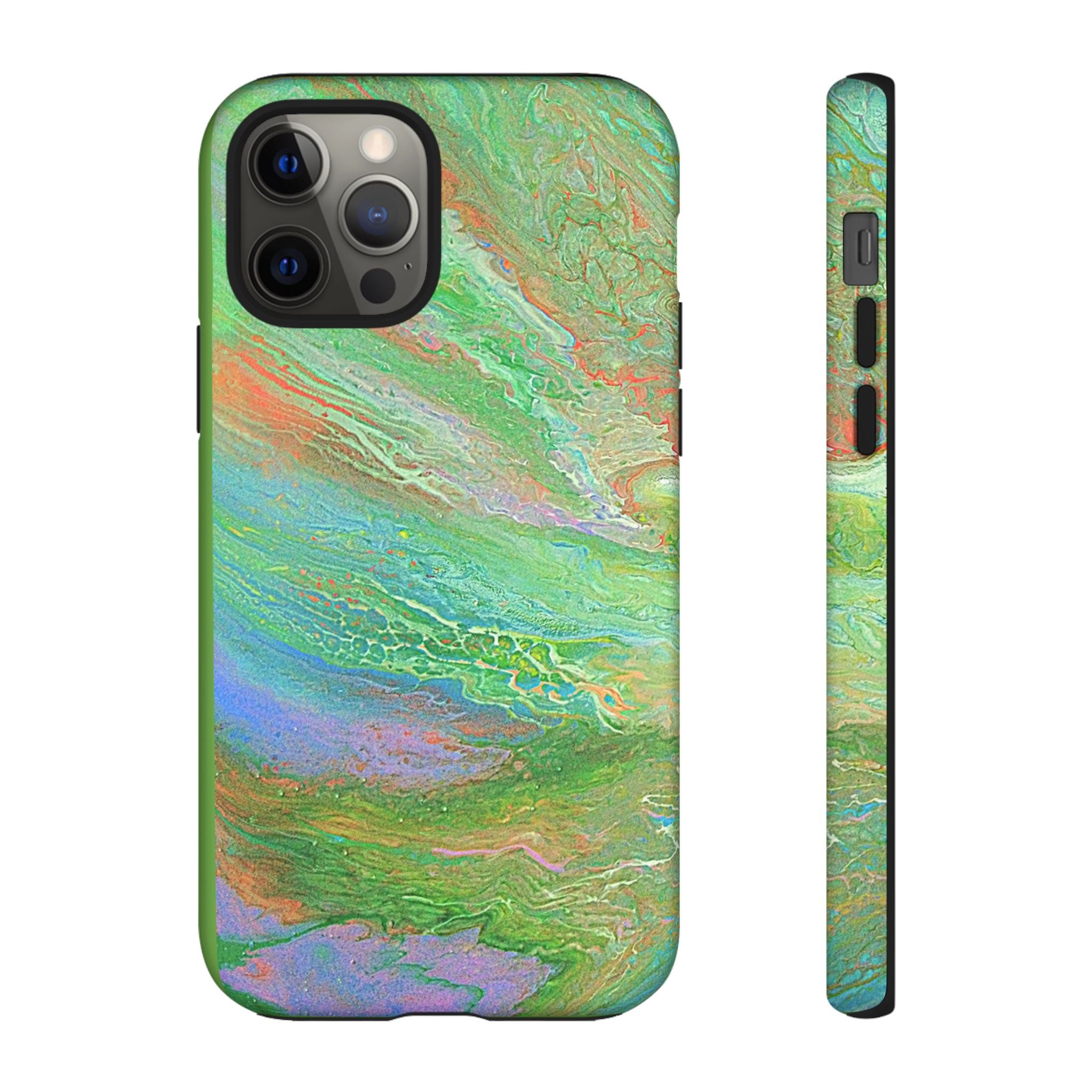 Marbled Green Abstract Phone Case — Protective Tough Case for iPhone