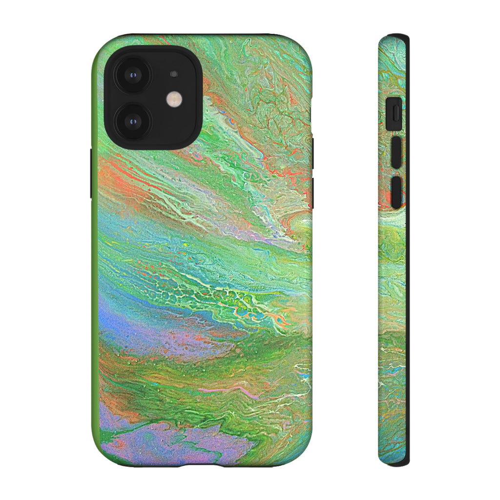 Marbled Green Abstract Phone Case — Protective Tough Case for iPhone