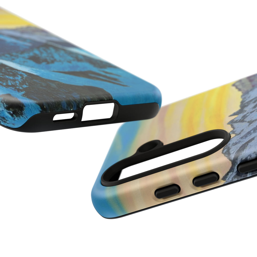 Mountain Sunset Phone Case — Protective Tough Case with Scenic Blue Peaks Design