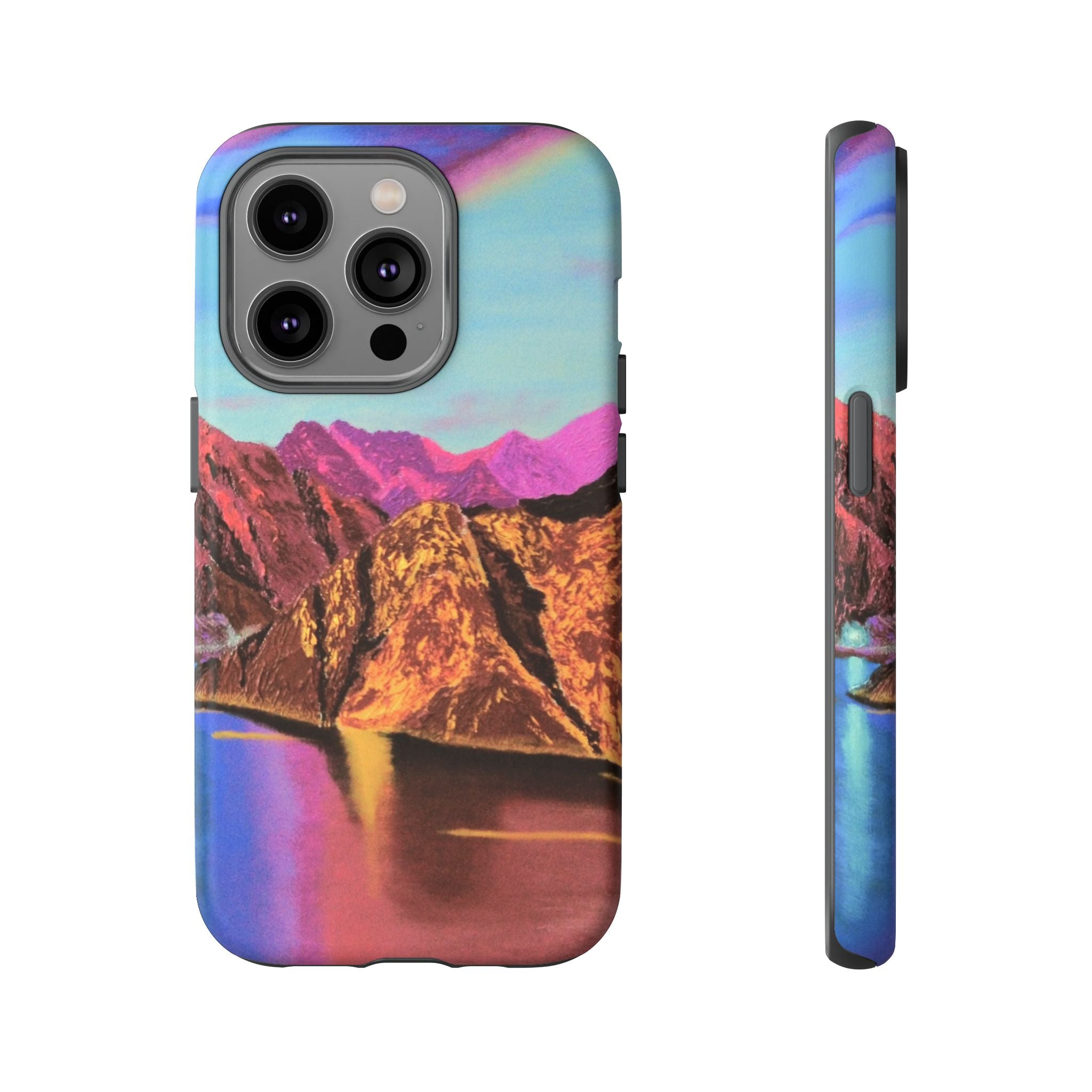 Protective Phone Case — Vibrant Retro Mountain Landscape