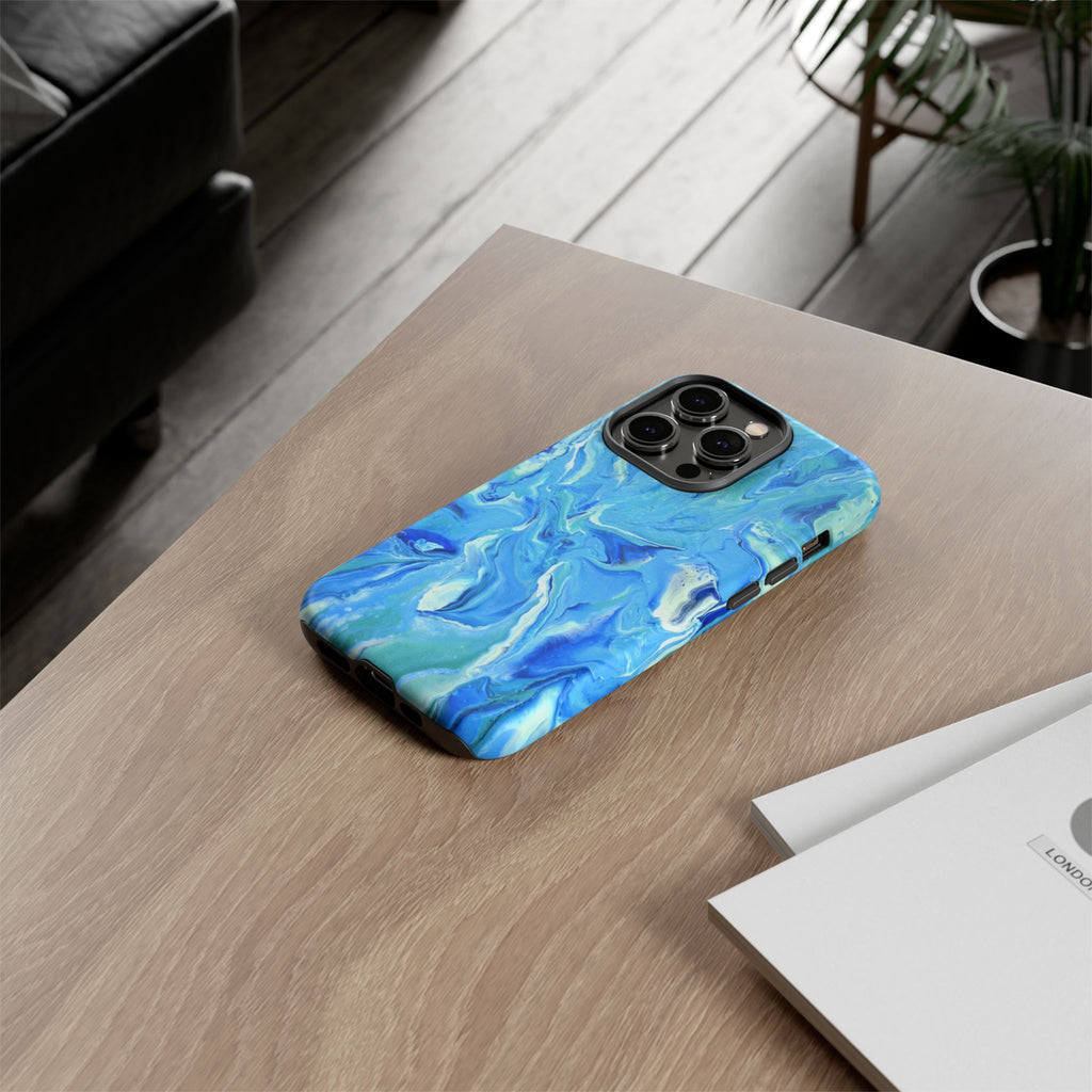 Blue Marble Tough Phone Case — Ocean Swirl Protective iPhone Cover