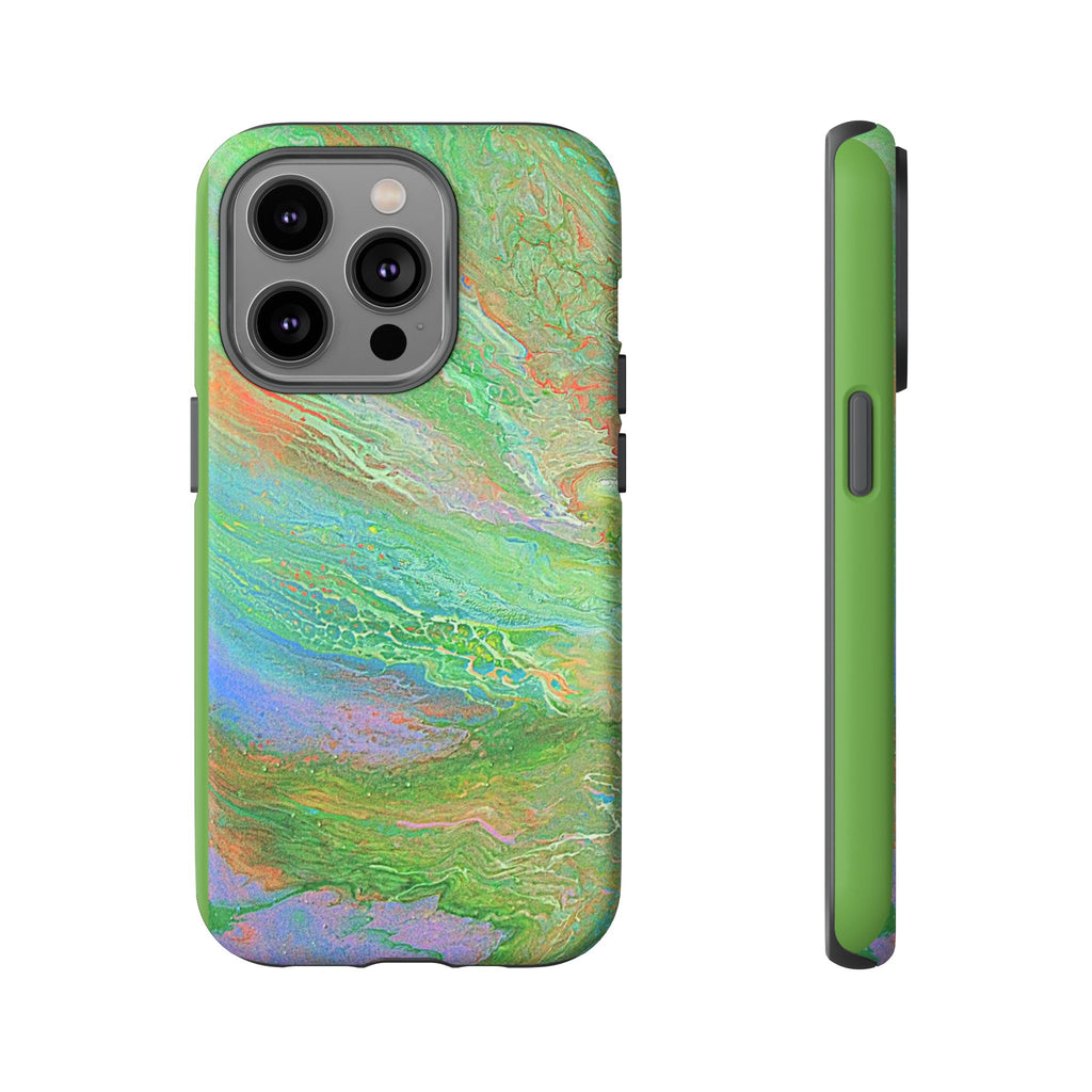 Marbled Green Abstract Phone Case — Protective Tough Case for iPhone