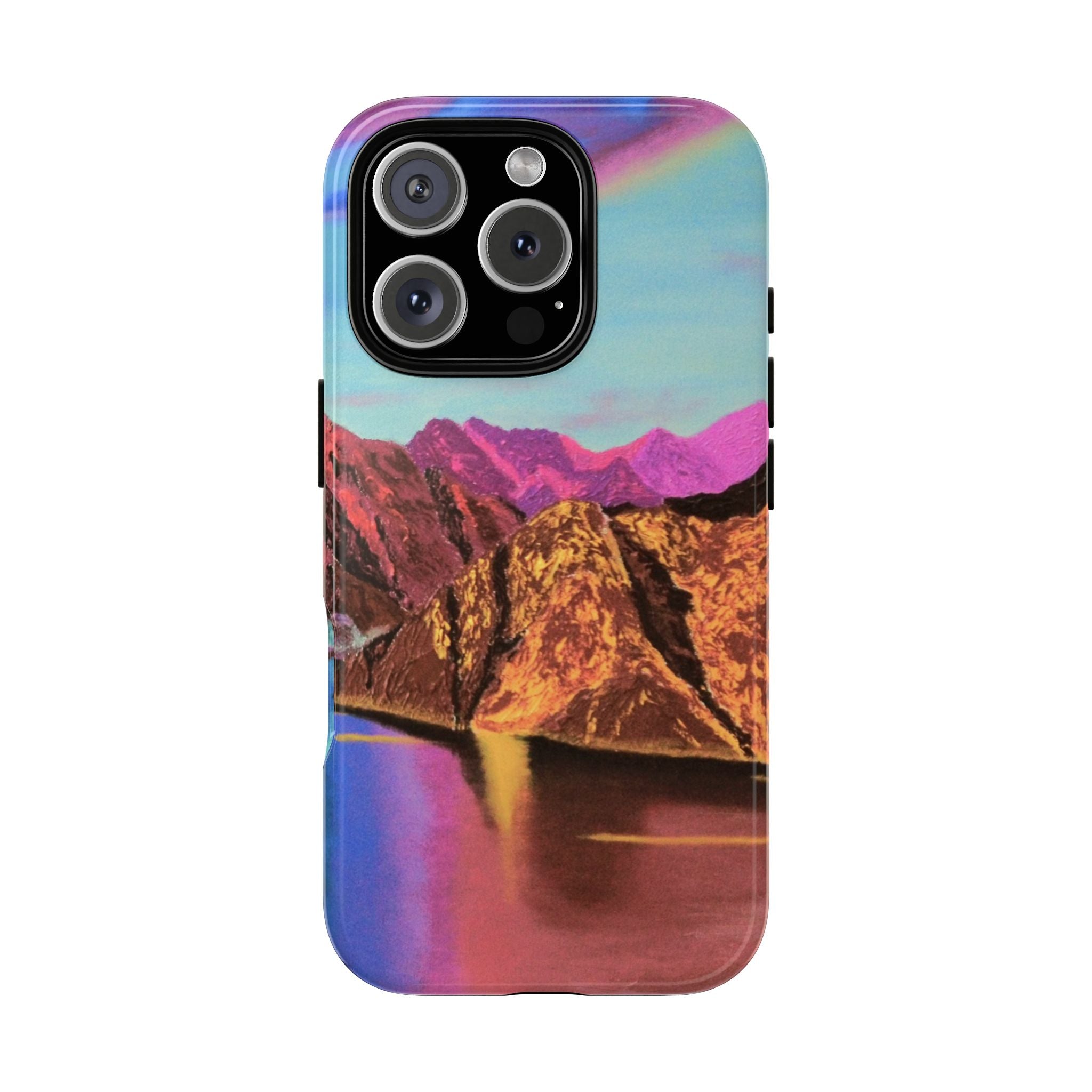 Protective Phone Case — Vibrant Retro Mountain Landscape