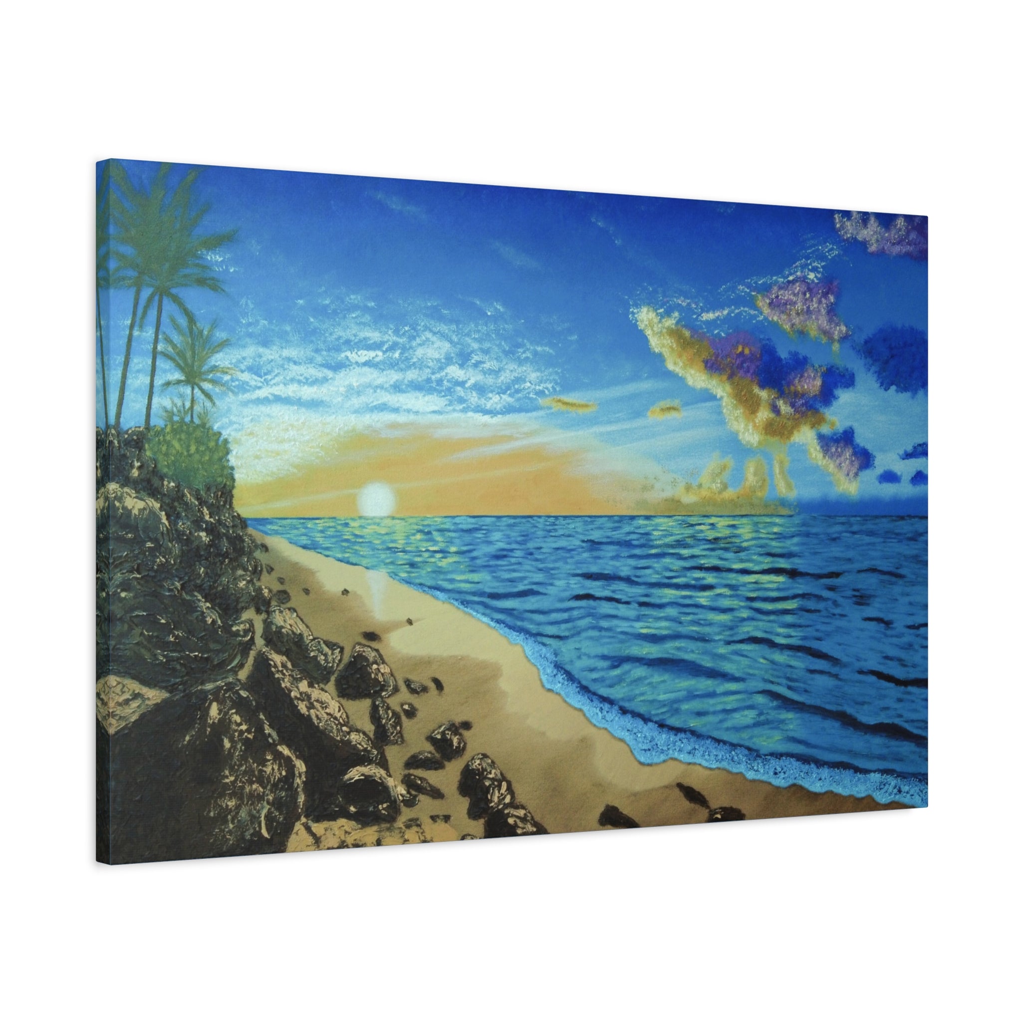 Tropical Beach Sunset Canvas Print — Stretched Matte Wall Art