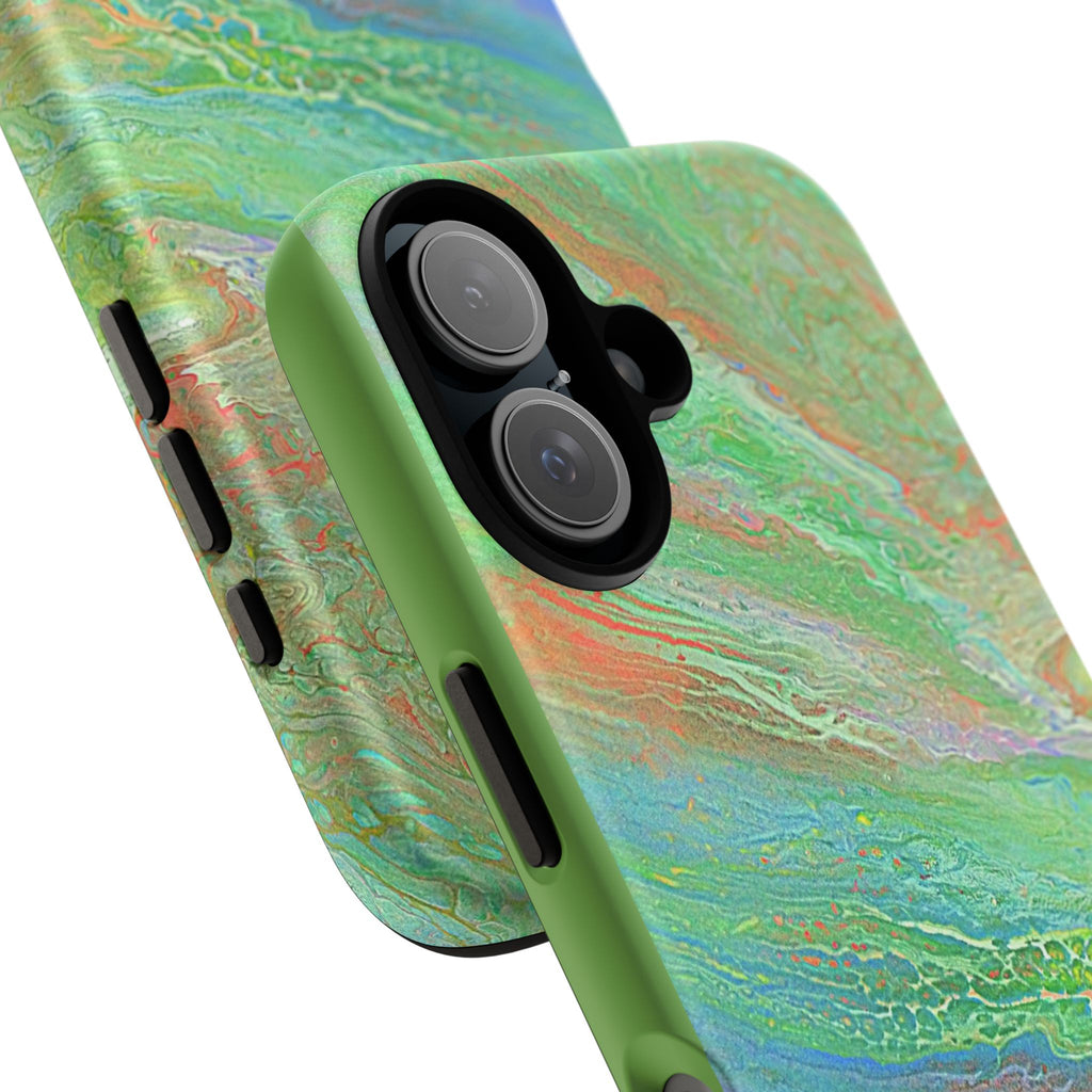 Marbled Green Abstract Phone Case — Protective Tough Case for iPhone