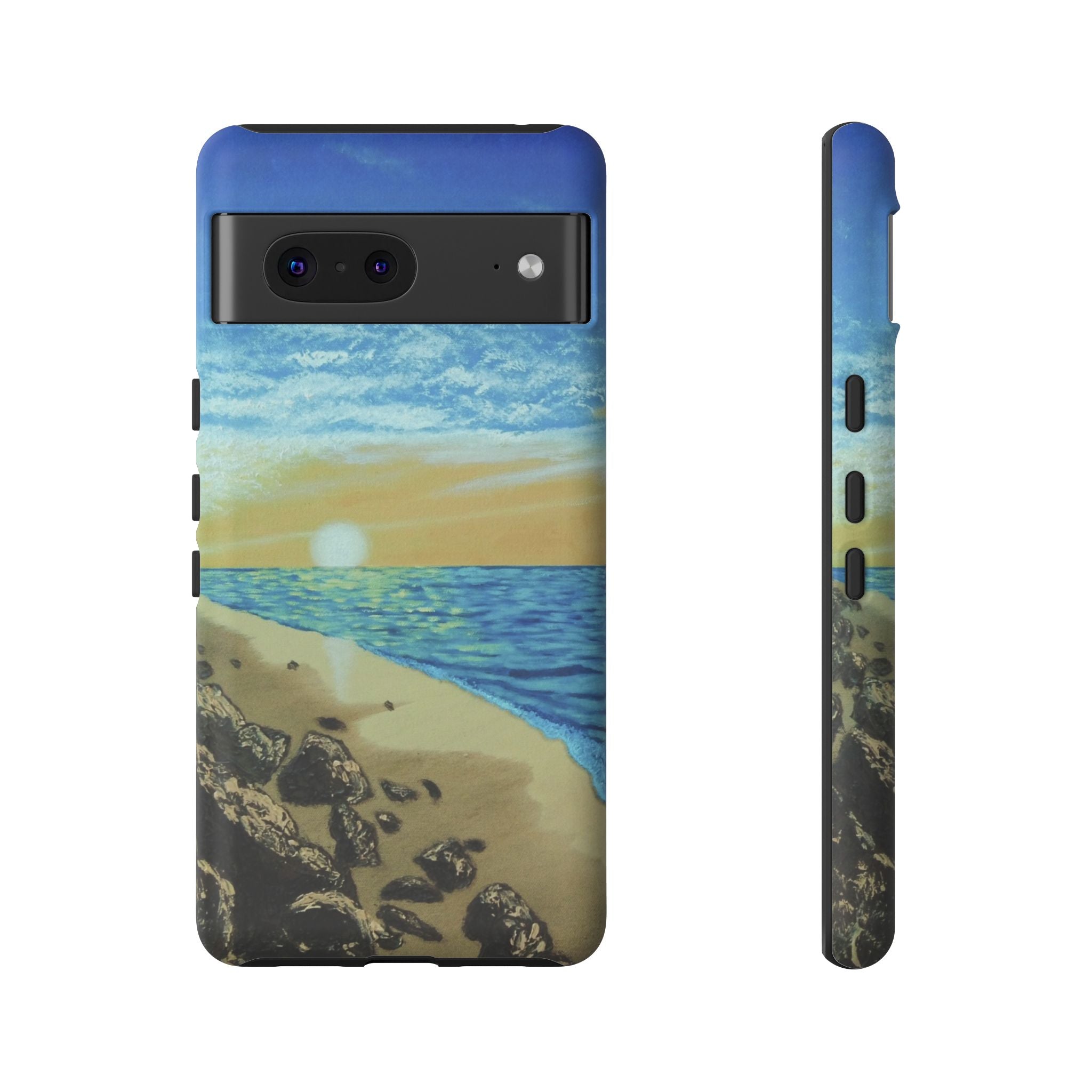 Beach Sunset Phone Case — Protective Tough Case with Coastal Shoreline Design