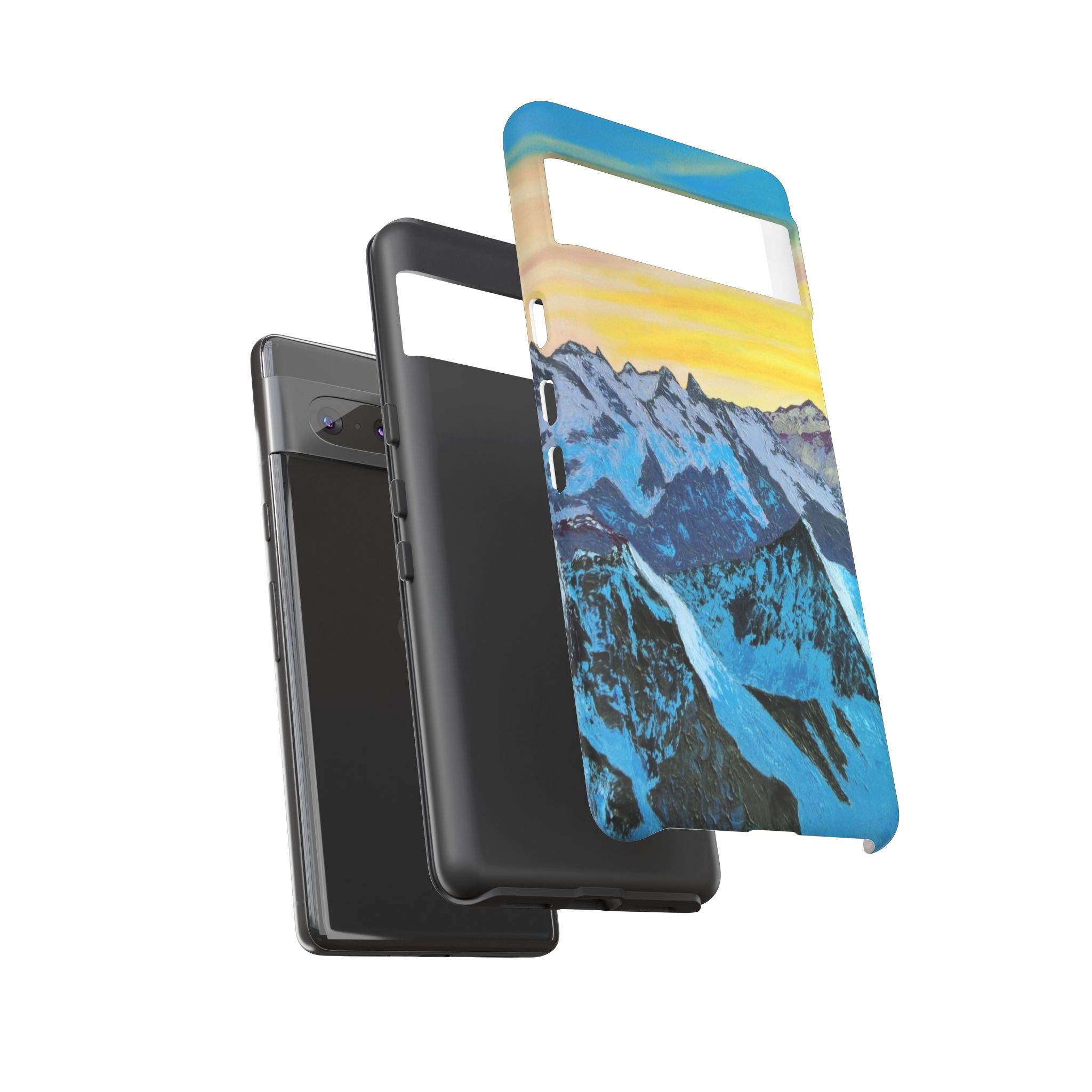 Mountain Sunset Phone Case — Protective Tough Case with Scenic Blue Peaks Design