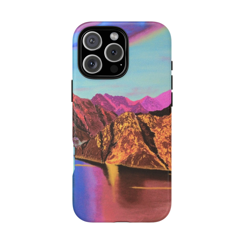 Protective Phone Case — Vibrant Retro Mountain Landscape