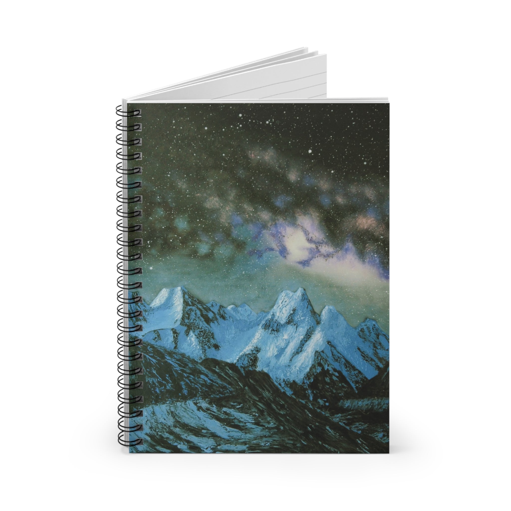 Mountain Night Spiral Notebook — Ruled Journal with Starry Sky Cover