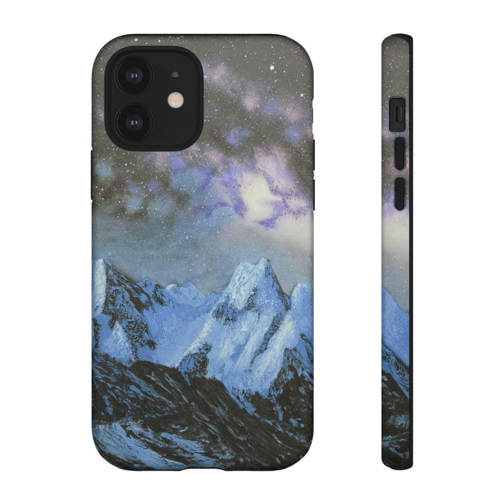 Mountain Night Sky Phone Case — Tough Protective iPhone Cover with Aurora & Snowy Peaks