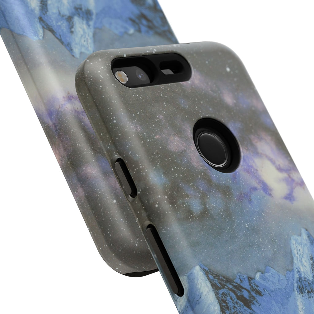 Mountain Night Sky Phone Case — Tough Protective iPhone Cover with Aurora & Snowy Peaks