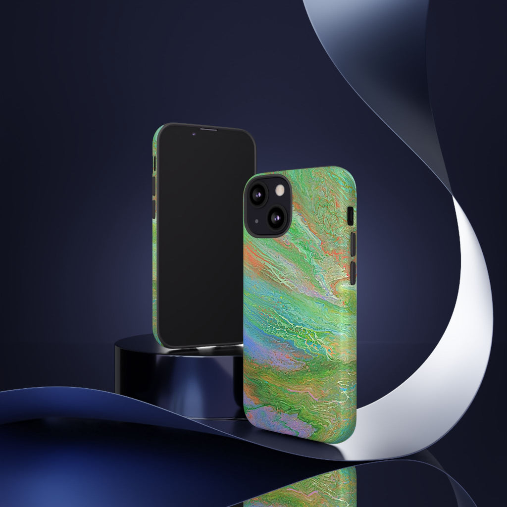 Marbled Green Abstract Phone Case — Protective Tough Case for iPhone