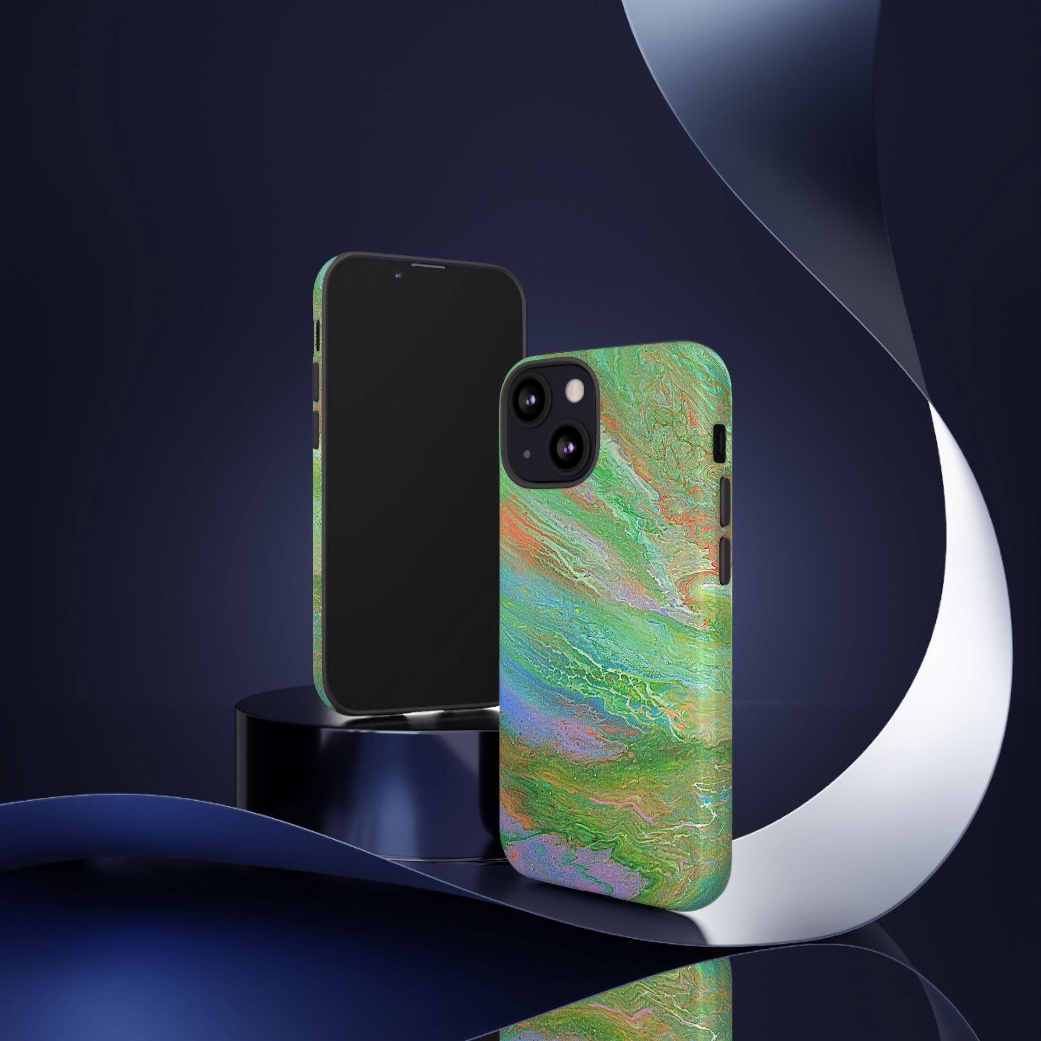 Marbled Green Abstract Phone Case — Protective Tough Case for iPhone