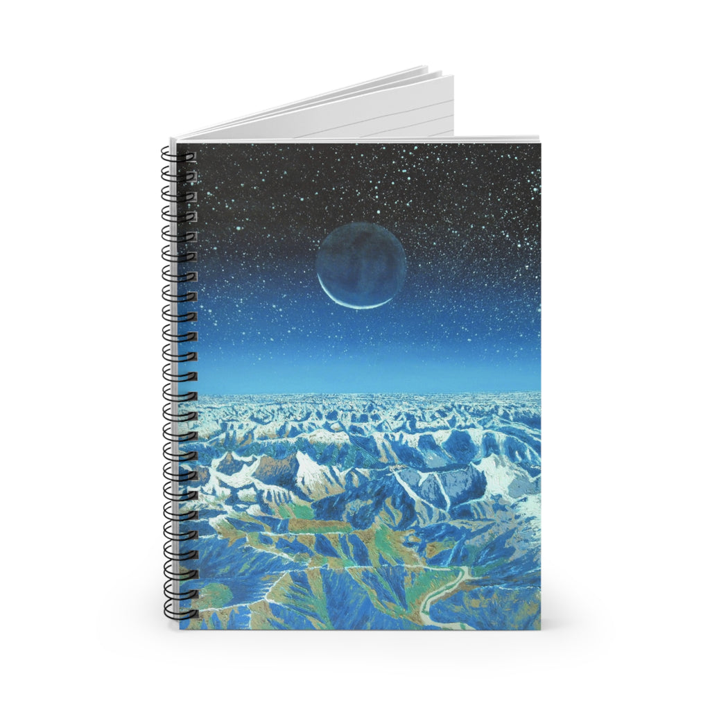 Celestial Mountain Spiral Notebook — Ruled Journal with Moonlit Sky Design