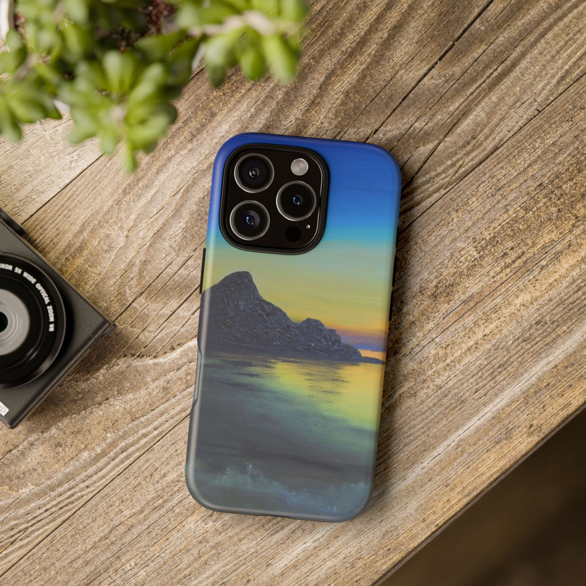Sunset Cove Phone Case — Durable Protective Tough Case with Tranquil Beach Landscape